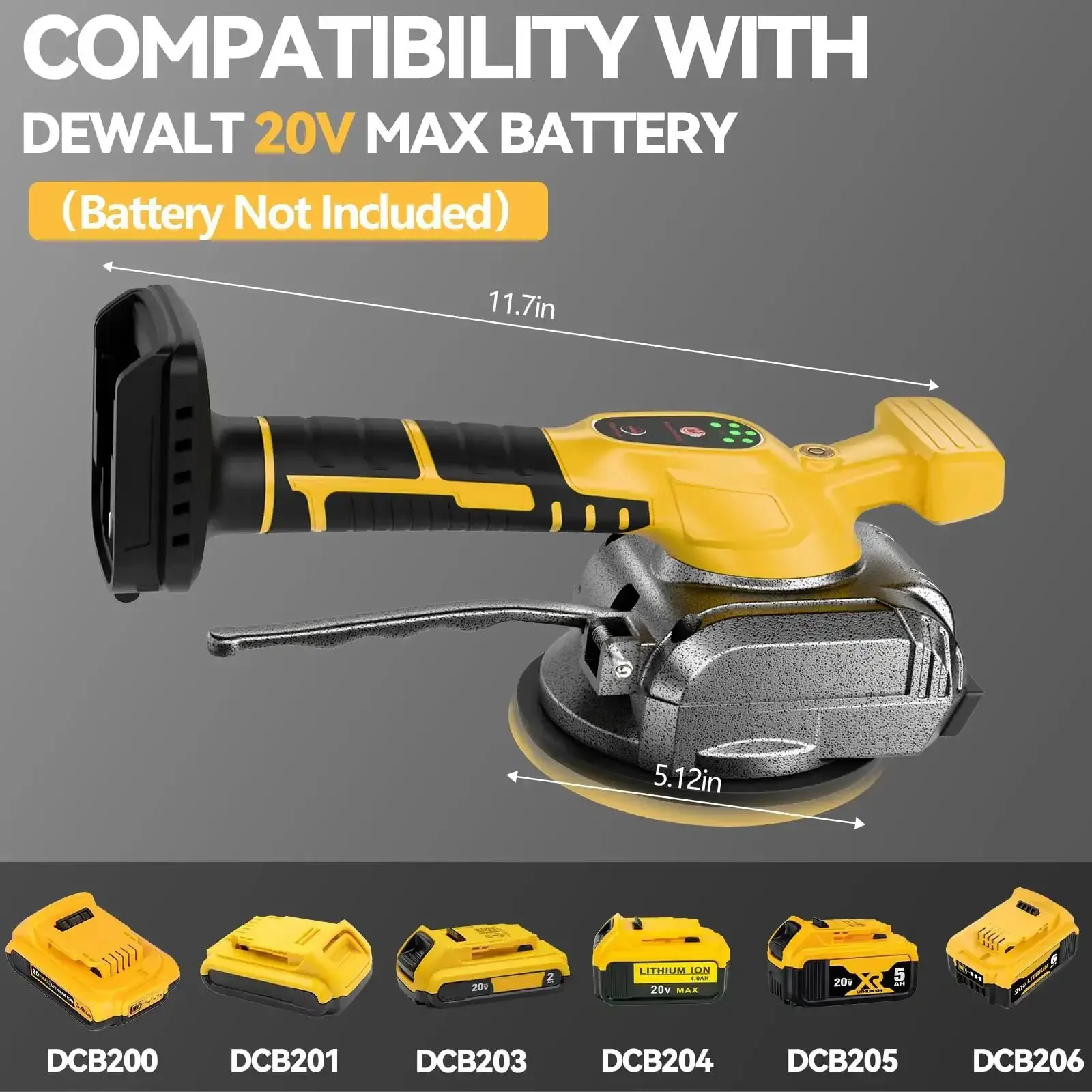 Cordless Tile Vibration Tool With 5 Speed Settings For Leveling Floors And Walls, 20V Battery Compatible, Suction Cup Leveling Machine With Bubble Level Gauge, Lock Design, Tool Only, Battery Not Included - Image 8