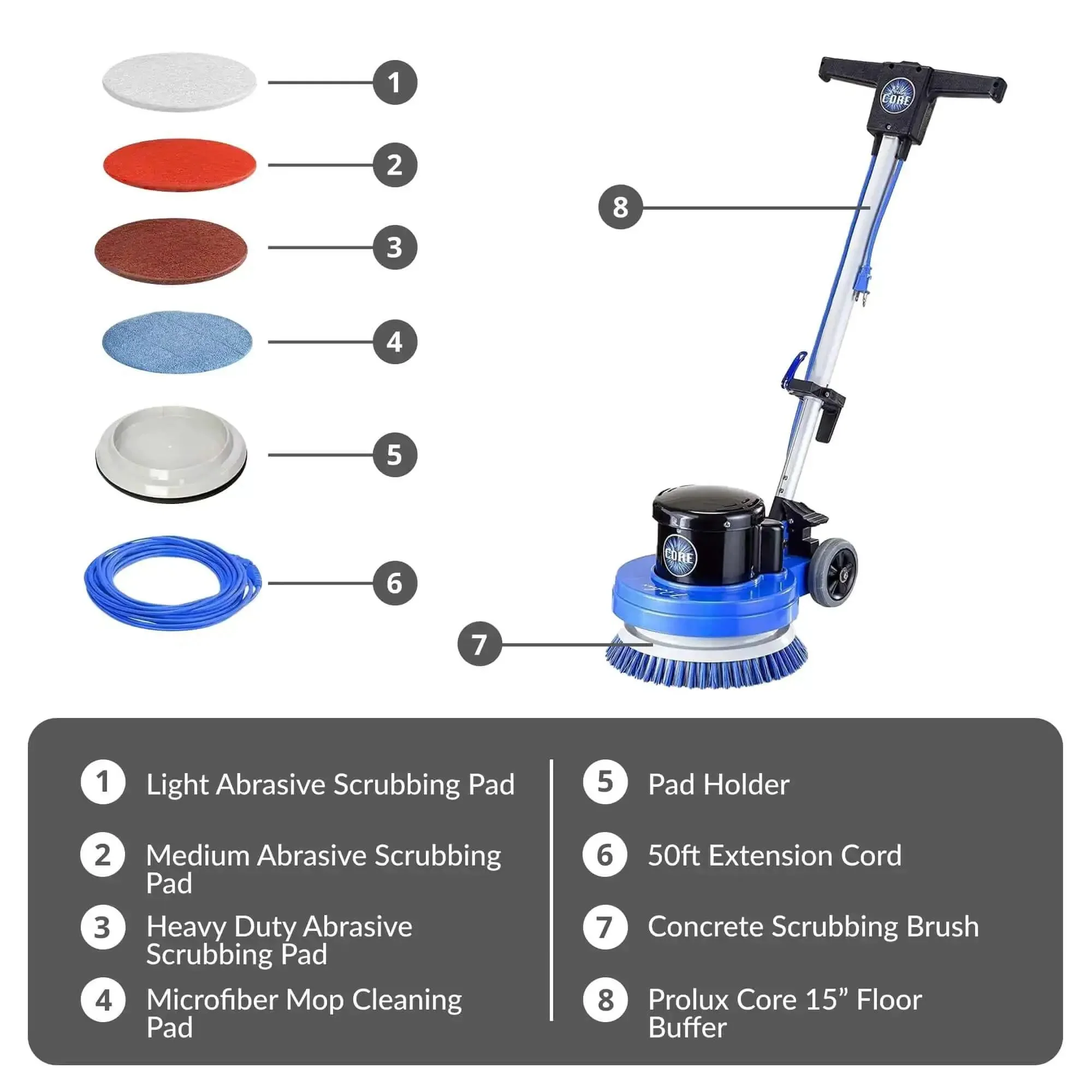Core 13 Inch Electric Floor Buffer Scrubber And Polisher For All Floor Surfaces Heavy Duty Cleaning Machine For Home And Business Fast Spin Buffing Easy Glide Save Time On Floors No Kneeling - Image 4