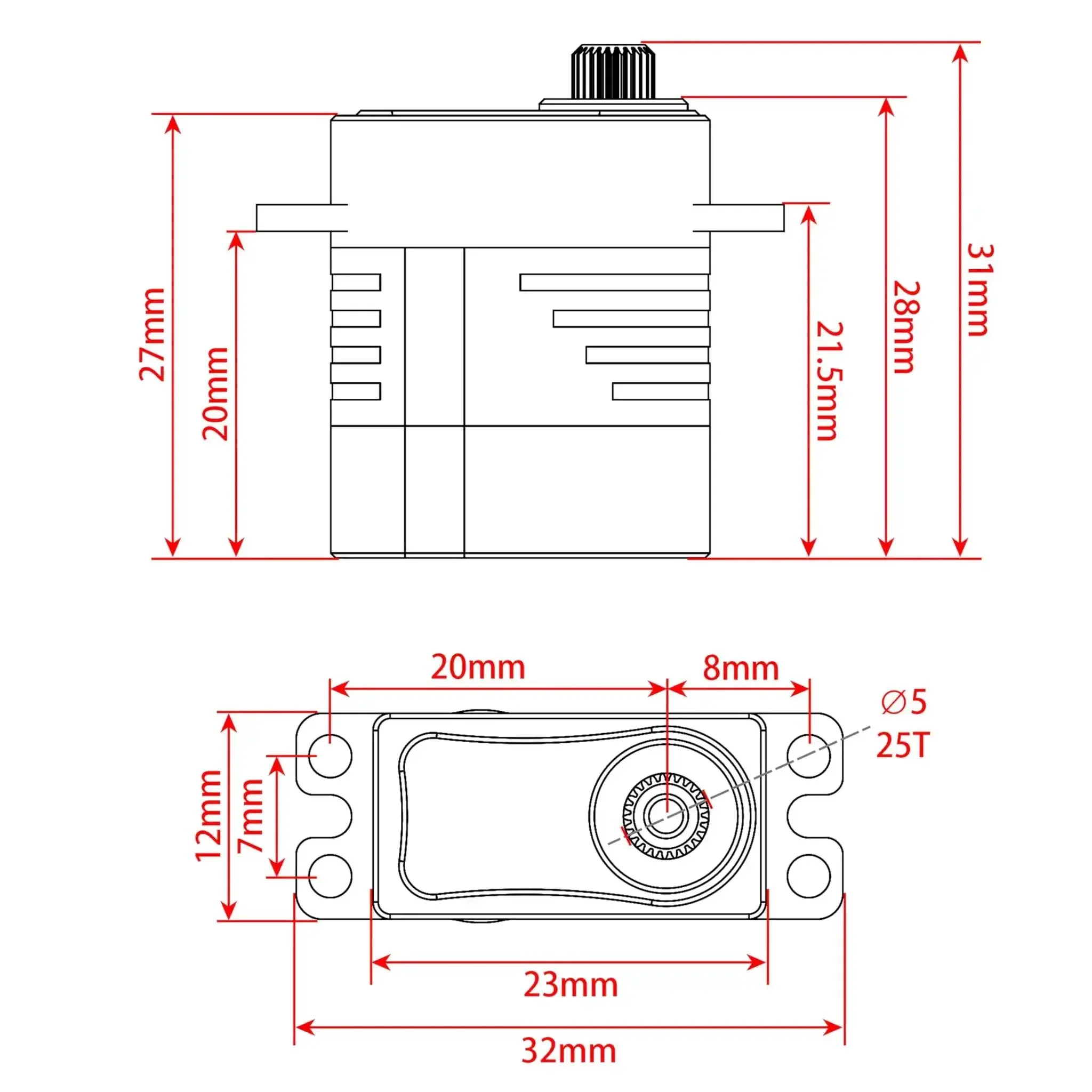 Coreless RC Micro Servo 8.5KG High Torque For SCX24 TRX4M SCX10 TRX4 1/24 1/18 1/10 1/8 RC Crawlers 6-8.4V Beefy Metal Gears For Stable Power And Accurate Steering - Image 8