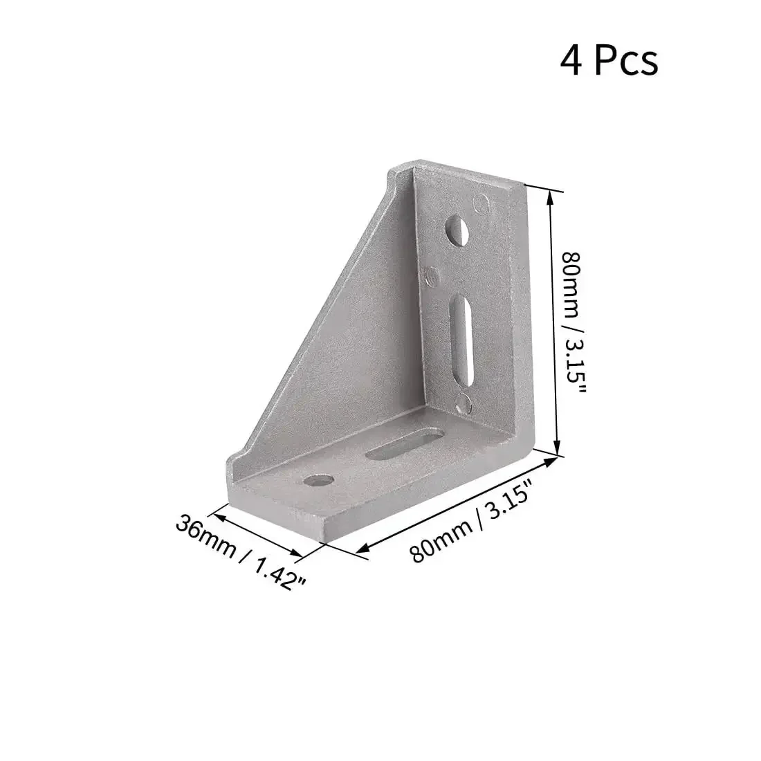 Corner Bracket Gusset 80mm x 80mm For 4040 Aluminum Extrusion Profile 4 Pack Silver Reinforcement Mounts For Tables Chairs Shelves Cabinets And Racks Heavy Duty - Image 3