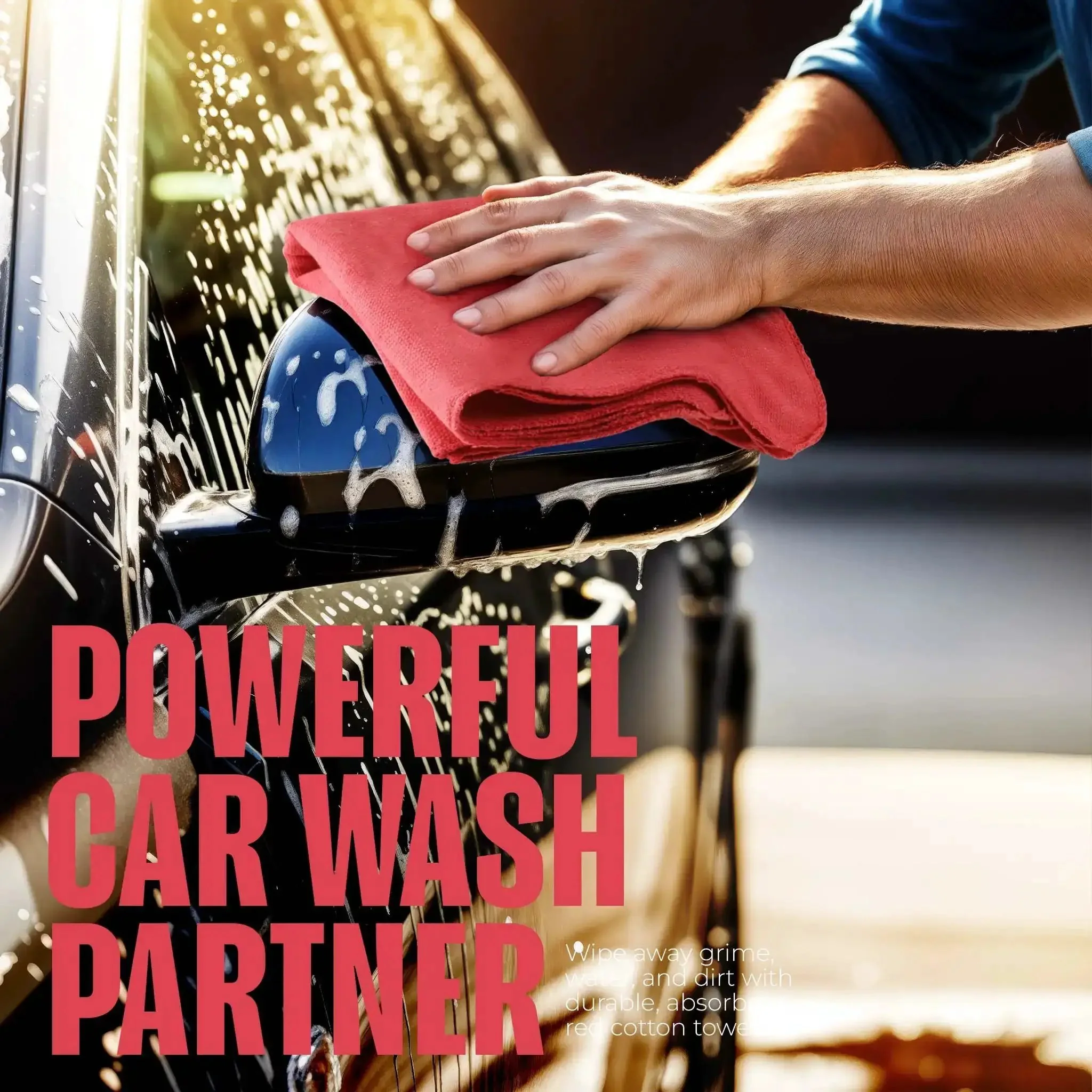 Cotton Shop Towels 12x14 Inch 100 Pack Ultra Absorbent Reusable Rags For Auto Garage Bar And Home Cleaning Durable Multipurpose Red Ideal For Auto Detailing Workshop Kitchen Messes And Quick Cleanups - Image 4