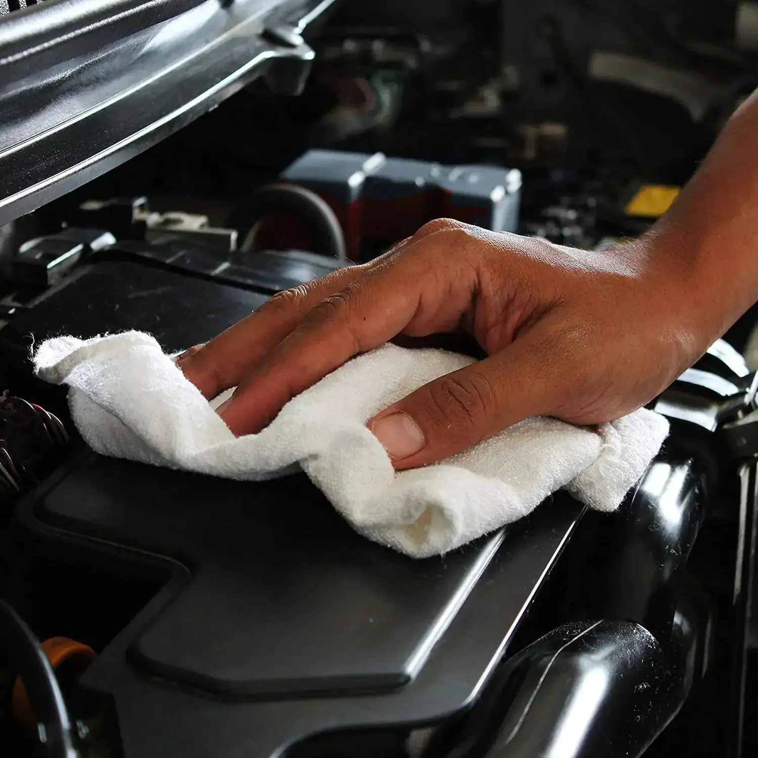 Cotton Shop Towels 14 By 12 Inches 145 Pack Reusable Cleaning Rags For Automotive Garage Workshop And Industrial Use White Durable Absorbent Lint Free Quick Clean Up Workhorse Towels - Image 3