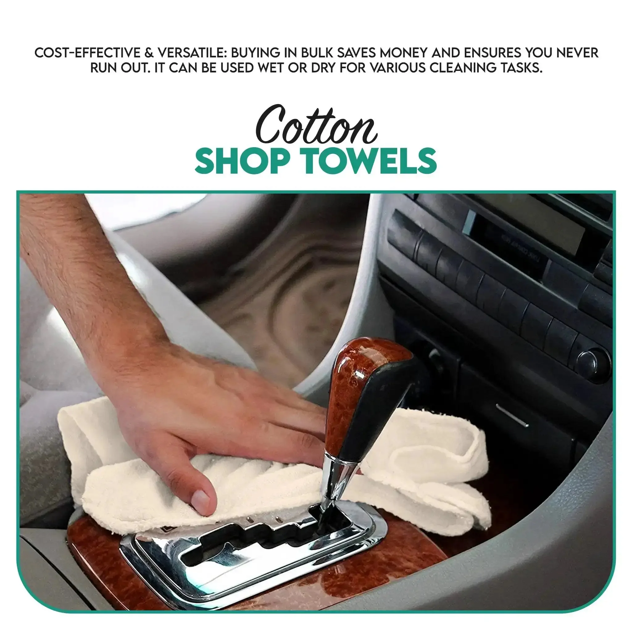 Cotton Shop Towels Pack Of 150 14 By 12 Inches White Reusable Shop Rags For Cars Garage Industrial Restaurants And Home Absorbent Lint Free Non Scratch Multipurpose Cleaning Cloths For Spills Grease Oils And Wiping Delicate Surfaces - Image 3