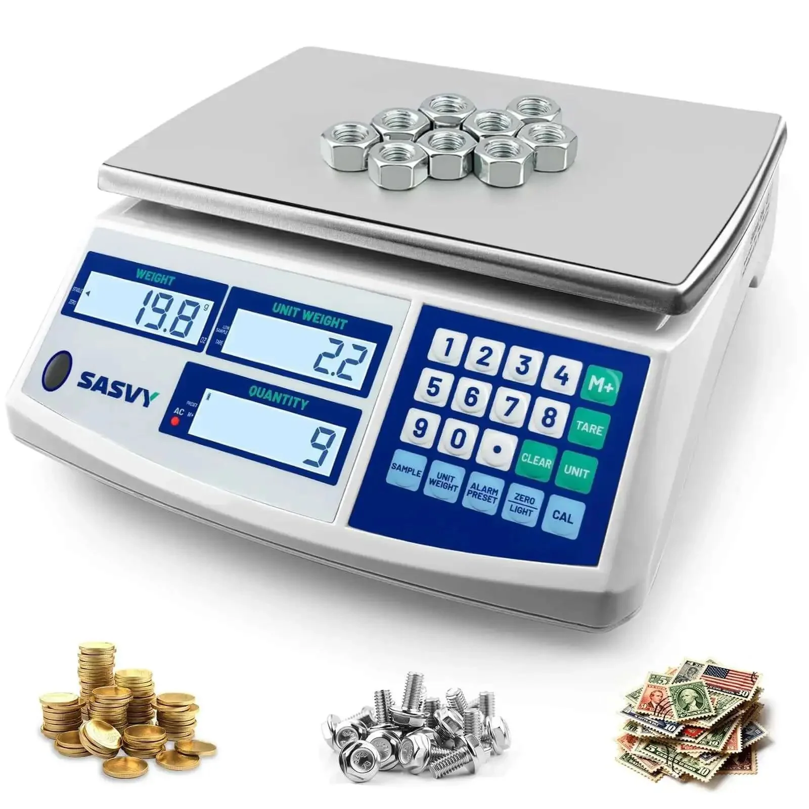 Counting Scale For Inventory And Small Parts With 30kg Capacity And 0.1g Precision, Digital Scale With Battery, Quick Unit Conversions Between G, Kg, Oz, Lb, Triple Display Showing Weight, Unit Weight, And Quantity, Great For Coins, Tickets, Pieces
