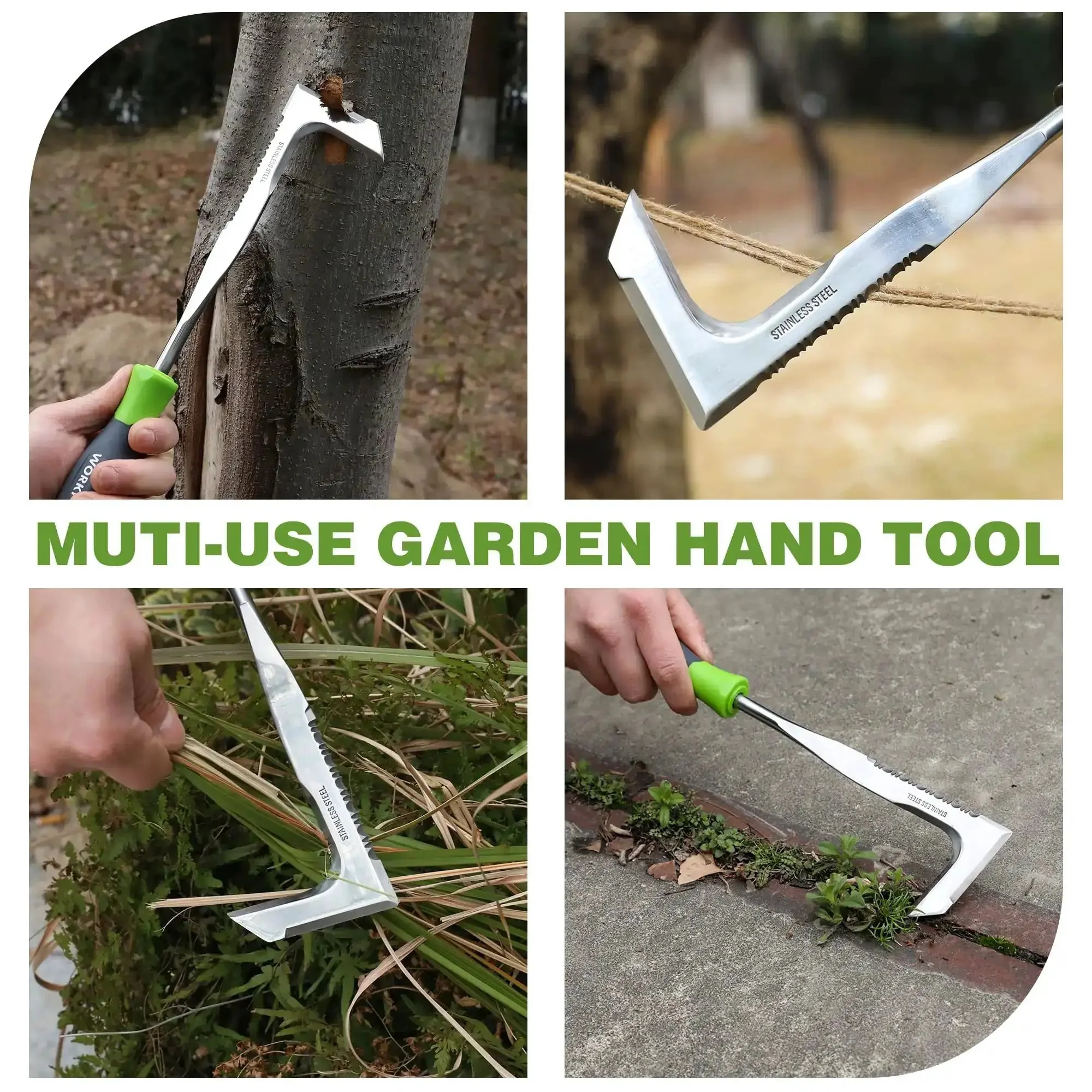 Crack Weeder 12 Inch Stainless Steel Crevice Tool With Soft Grip Handle L Shaped Sidewalk Weed Puller Spatula For Garden Lawn Yard Patio Terrace Paving Moss Removal And General Weeding - Image 3