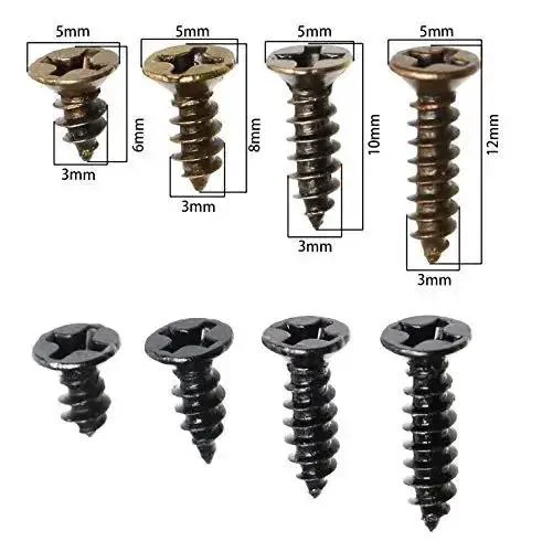 Cross Flat Head Tapping Wood Screws Kit 200Pcs 4 Size Assortment In Black And Bronze Oxide Wax Finish For Woodworking Pro Grade Easy Install Projects Garden Construction And Art - Image 4