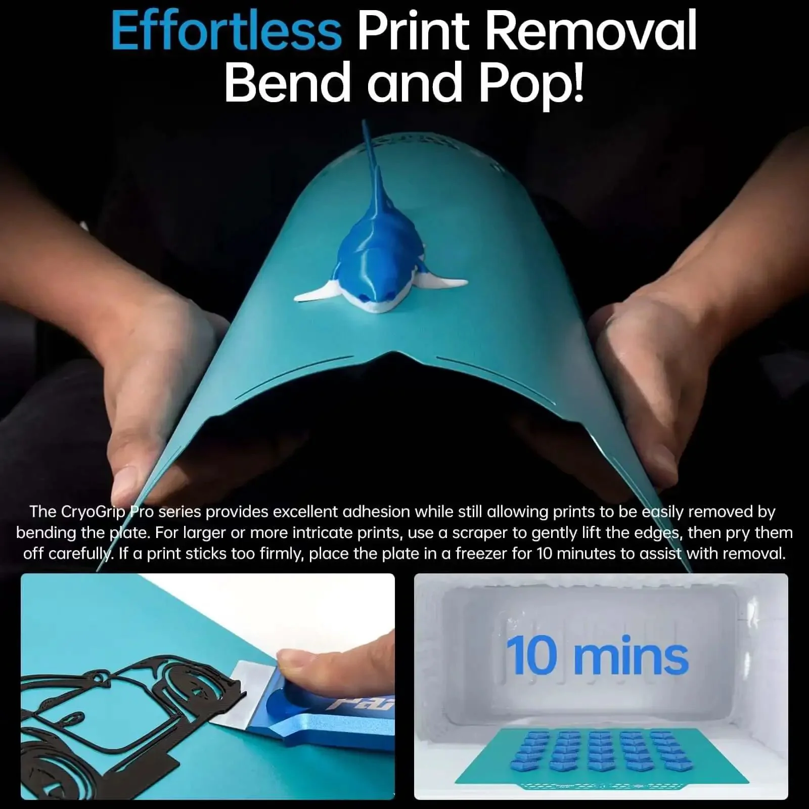 CryoGrip Pro Glacier Build Plate For Snapmaker U1 3D Printer 276x304.5mm Dual Sided Upgrade Plate With Removable Surface For PLA PETG ABS And More For Stable Prints On A Wide Range Of Filaments - Image 4