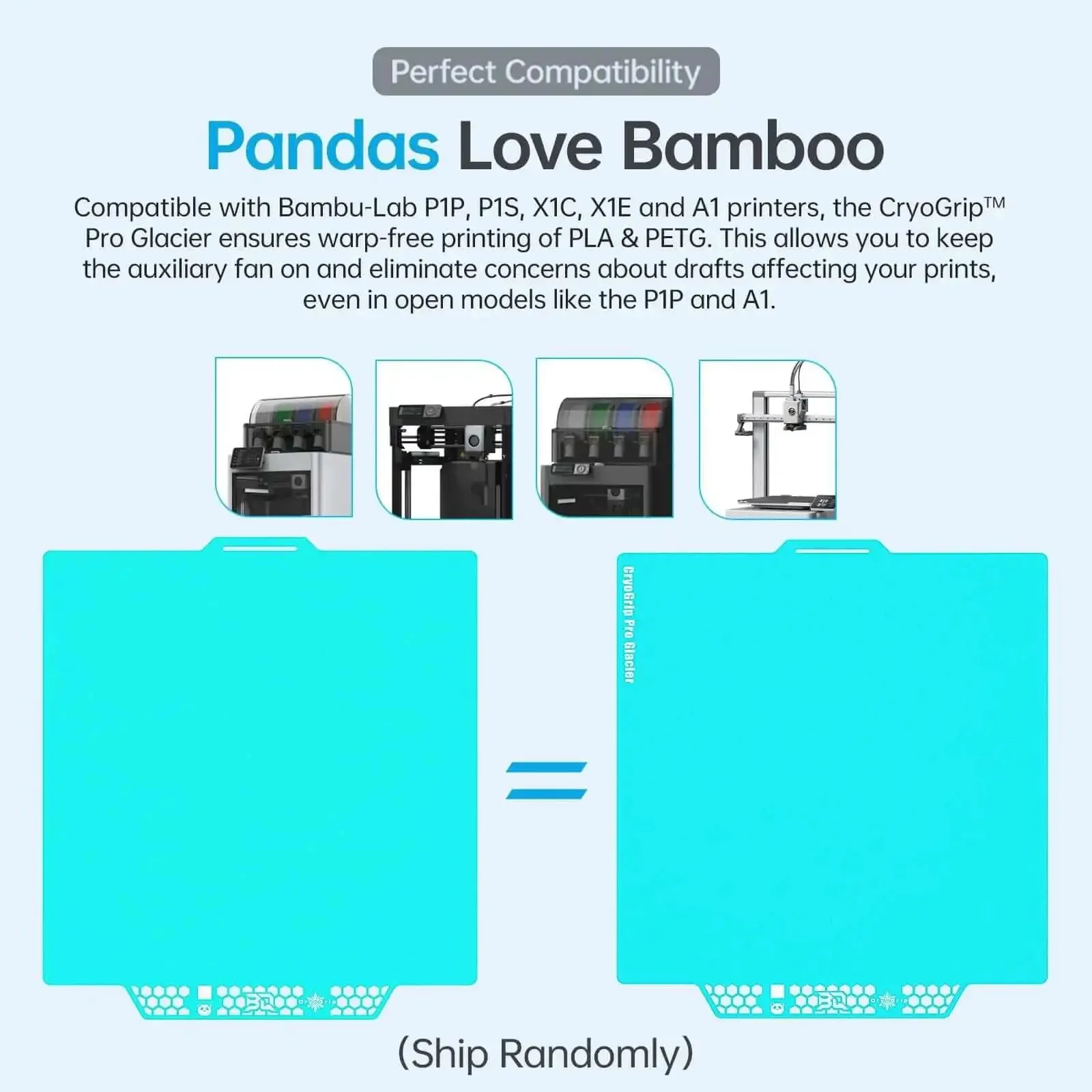 CryoGrip Pro Glacier Panda Double Sided Build Plate For Bambu Lab P2S P1S P1P X1C X1E A1 3D Printers With Dope First Layer Adhesion Fine Textured Spring Steel 257x257mm 1 Piece - Image 4