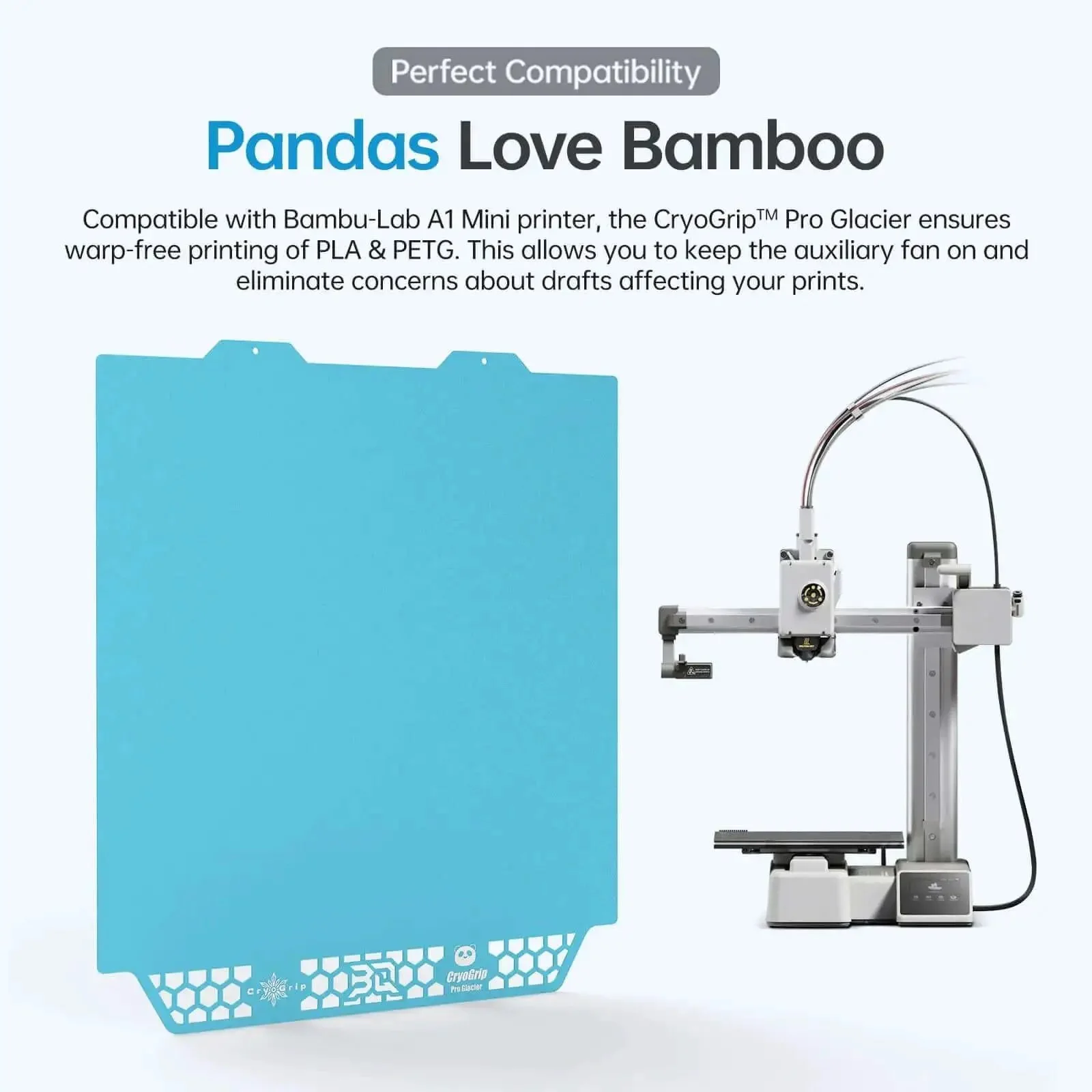 CryoGrip Pro Glacier Panda Double Sided Build Plate For Bambu-Lab A1 Mini 3D Printer 184 By 184 mm Spring Steel Sheet With Ultra Strong First Layer Adhesion Textured Surface No Glue Needed Durable And Easy To Use - Image 5