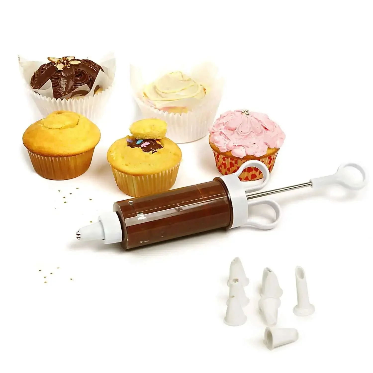 Cupcake Injector And Decorating Icing Kit, Nine Piece Stainless Steel Set With Multicolor Tips, Holds Half Cup Of Filling And Plenty Of Frosting, Perfect For Filling Inside Cupcakes And Finishing Exterior Decor For Home Bakers - Image 4