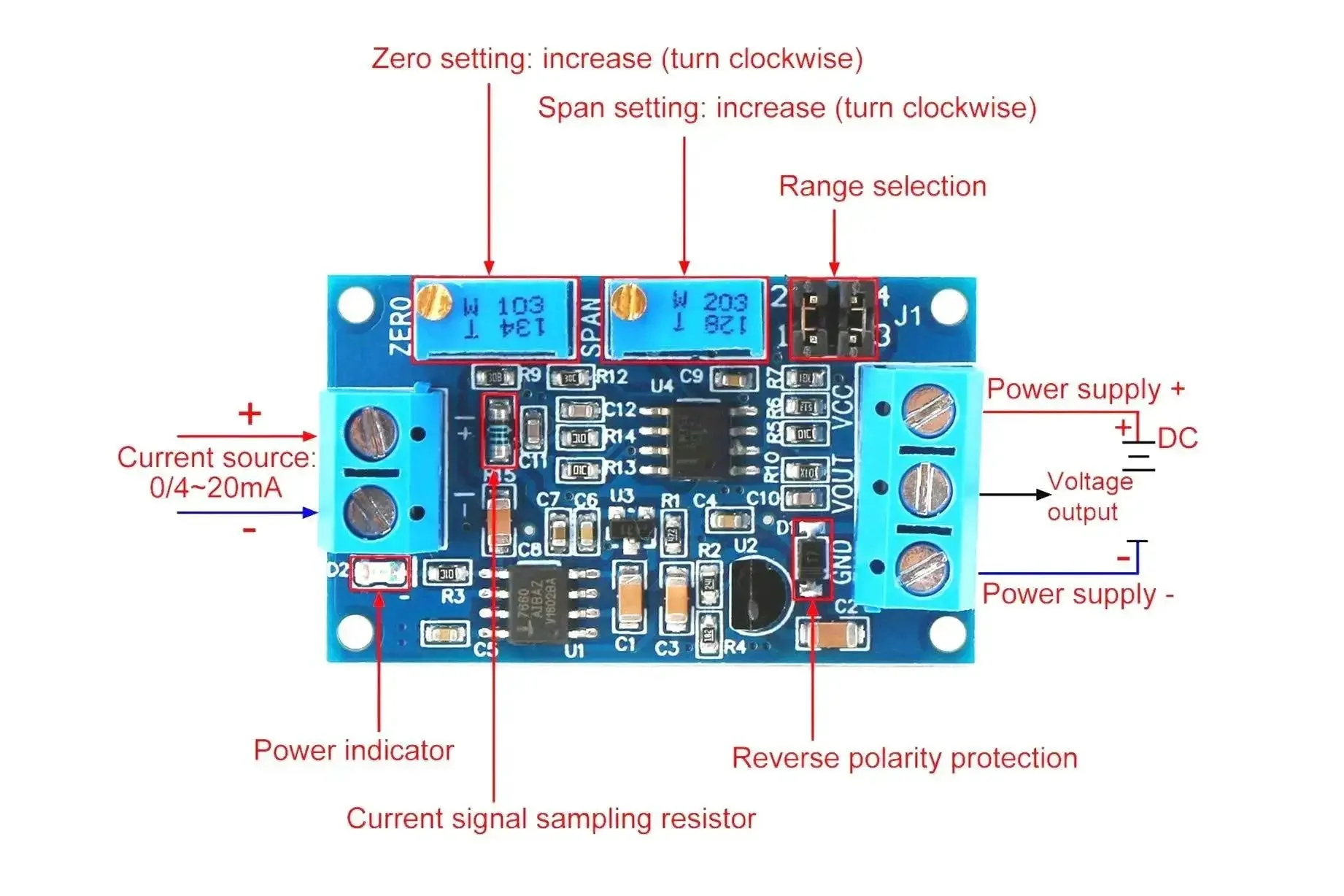 Current To Voltage Converter Module For 4-20mA And 0-20mA Signals With 0-3.3V 0-5V And 0-10V Output Options Amp To Volt Transmitter Board Plug And Play Wide 7 To 36V Power Ideal For Industrial Signal Conversion And Long Distance Transmission - Image 8