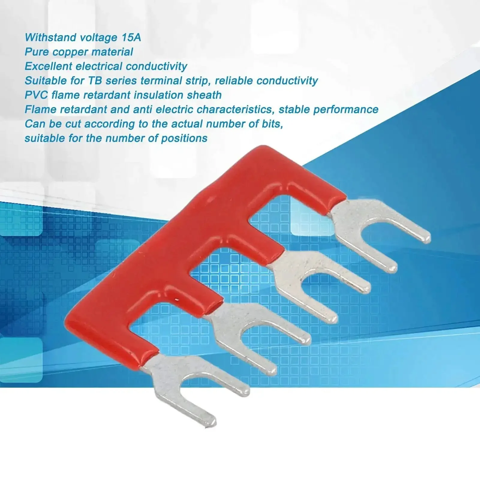Cuttable Fork Type Jumper Block Terminal Strips 100V 15A Pack Of 15 With PVC Flame Retardant Shell Premium Copper Conductor No Sweat Wiring And Secure Connections For Wide Applications TB1504 - Image 8