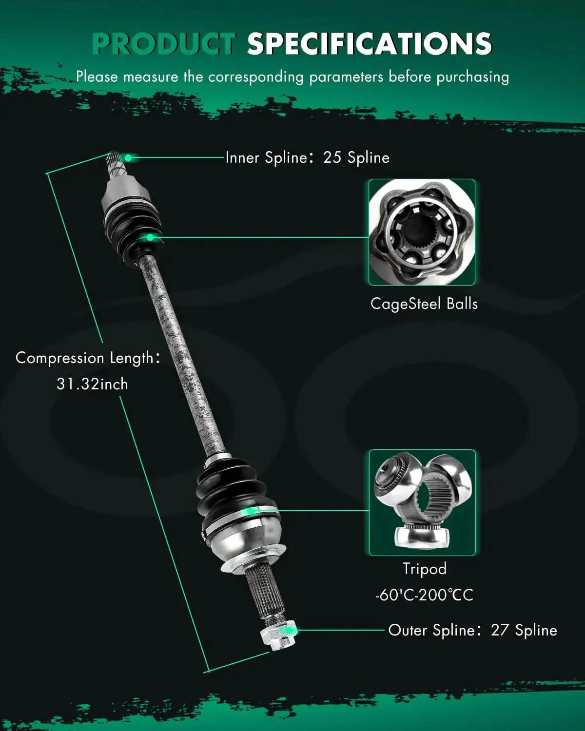 CV Axle Shaft Assembly Front Left And Right For Subaru Forester 2.5L Impreza 2.5L WRX 2.5L XV Crosstrek 2.0L 2009-2014 Replacement Kit 66-7381 NCV66008 FWD - Image 6