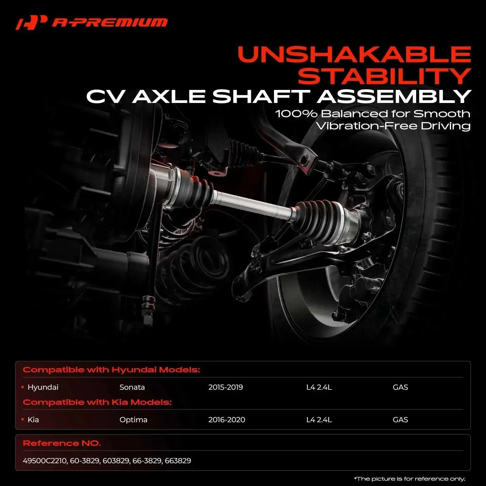 CV Axle Shaft Assembly Front Left Driver Side For Hyundai Sonata 2015 To 2019 And Kia Optima 2016 To 2020 2.4L Gas L4 ABS Ring Included Replace 60 3829 49500C2210 - Image 10