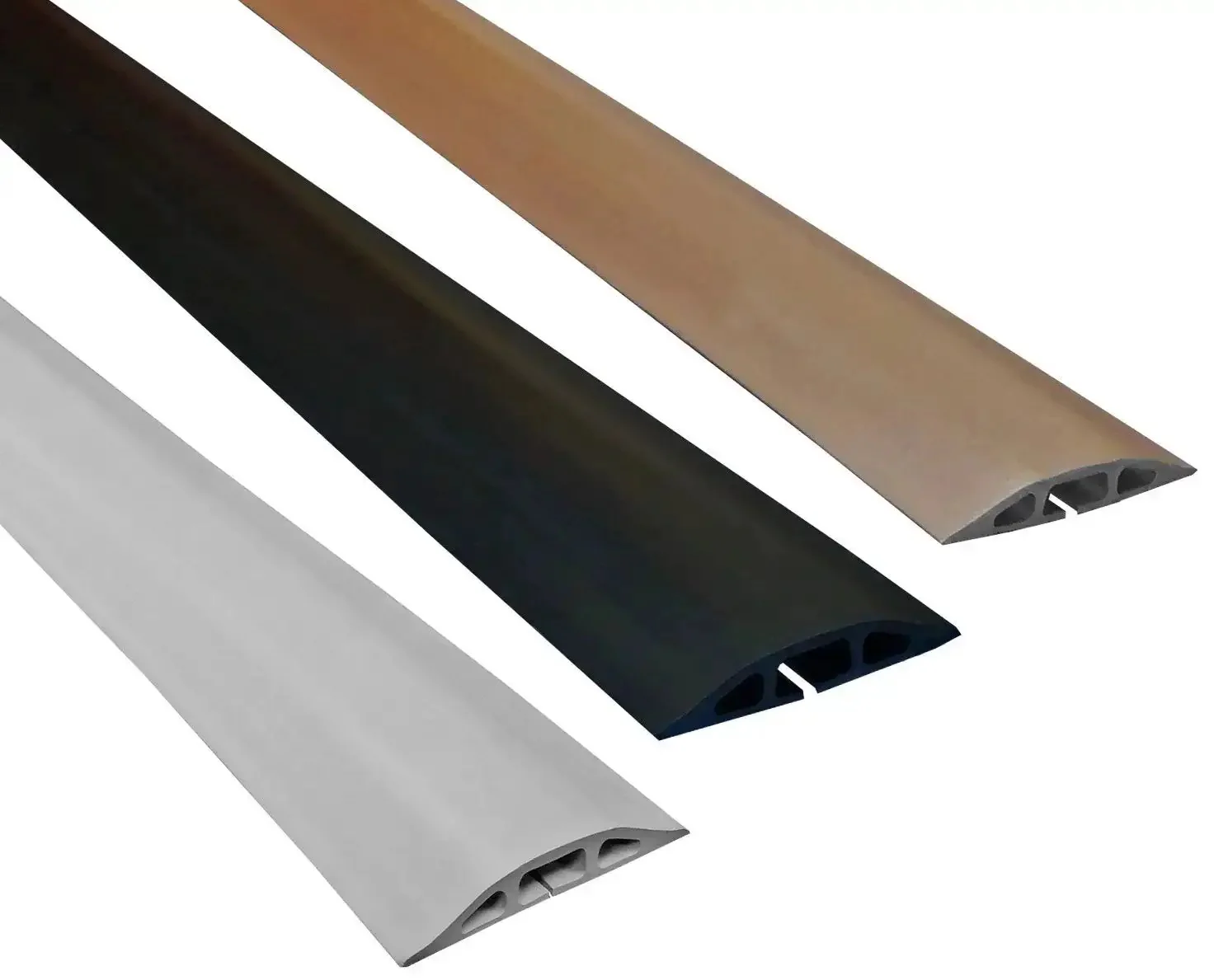D-2 Low Profile Rubber Cord Cover For Floor Cables, 5 Feet, Gray, Raw Rubber Material With Slit Center Channel For Fast Install Over Connected Wires No Unplugging Needed, Durable Cable Protector - Image 2