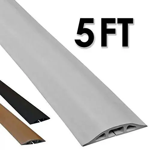 D-2 Low Profile Rubber Cord Cover For Floor Cables, 5 Feet, Gray, Raw Rubber Material With Slit Center Channel For Fast Install Over Connected Wires No Unplugging Needed, Durable Cable Protector - Image 4
