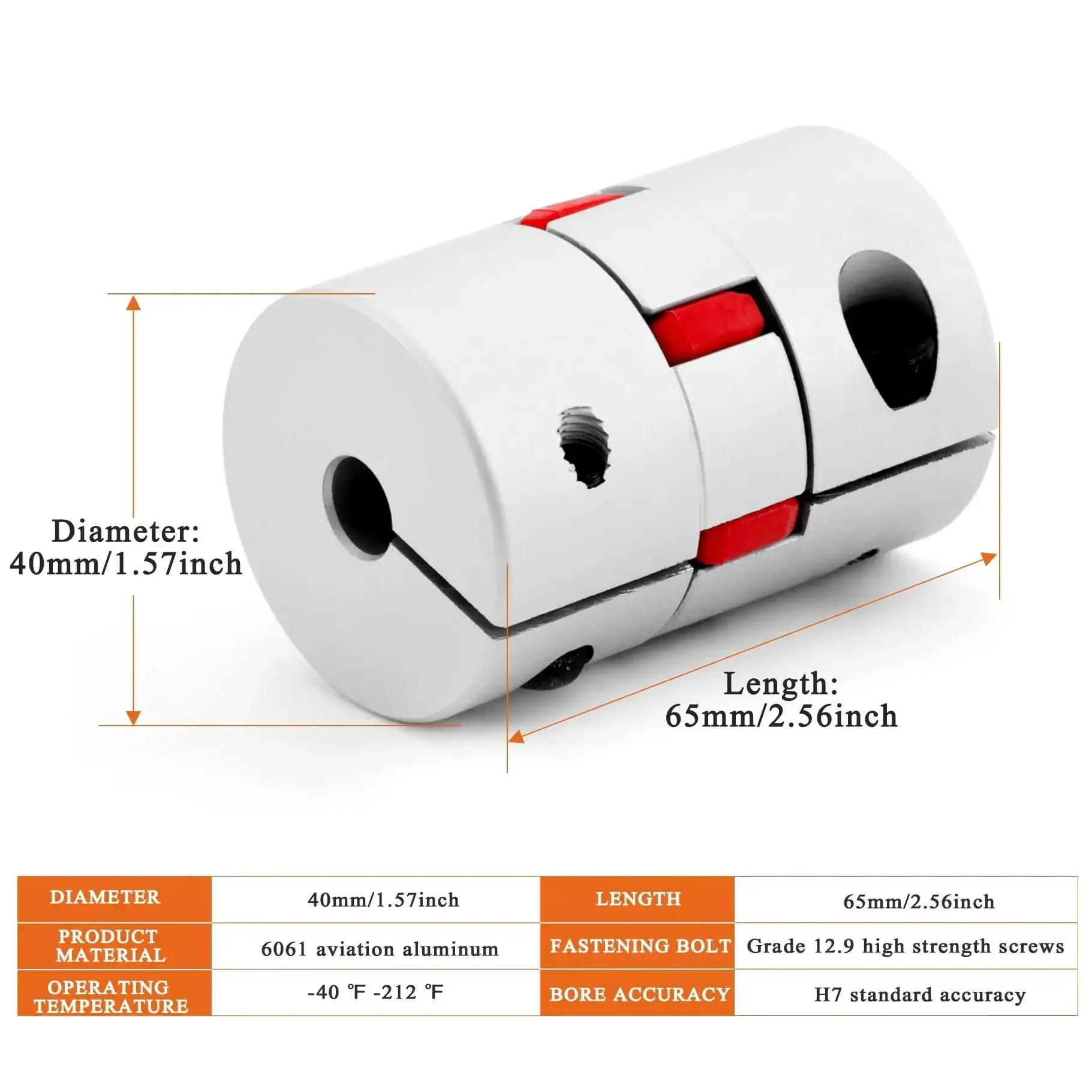 D40xL65 Aluminum Shaft Coupling 8mm To 12.7mm Beefy Flexible Spider Coupler For 3D Printer, CNC Machine, And Servo Or Stepper Motors, With High Torque, Low Backlash, Easy Install, 1 Pack - Image 5