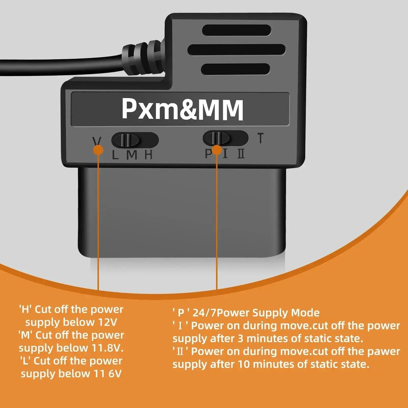 Dash Cam Constant Power Cable With OBD II Adapter, Dual USB Car Charger, 24 Seven Power Supply Mode, Collision Detection Ready, Adjustable Battery Drain Shut Off, 5V 3A Output To Keep Your Dash Cam Juiced On The Go - Image 4