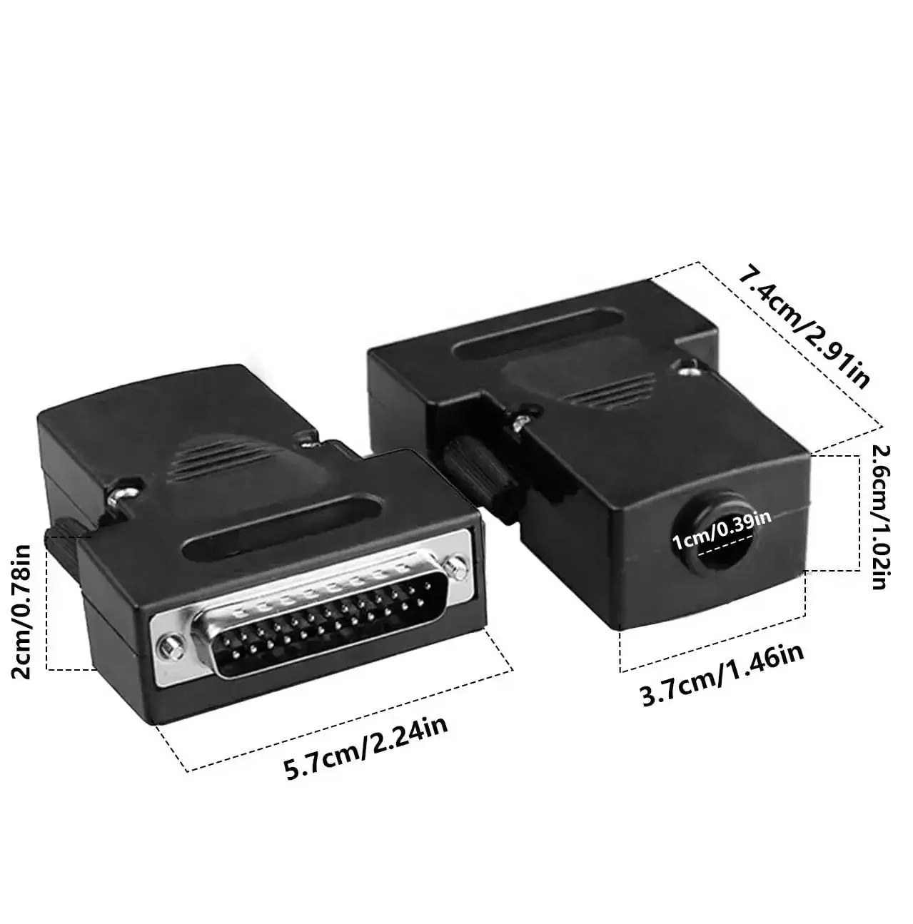 DB25 Solderless Male Adapter For RS232 D Sub Serial To 25 Pin Port Connector To Terminal Connector Signal Module Includes Case With Long Bolts And Nuts 2 Male - Image 6