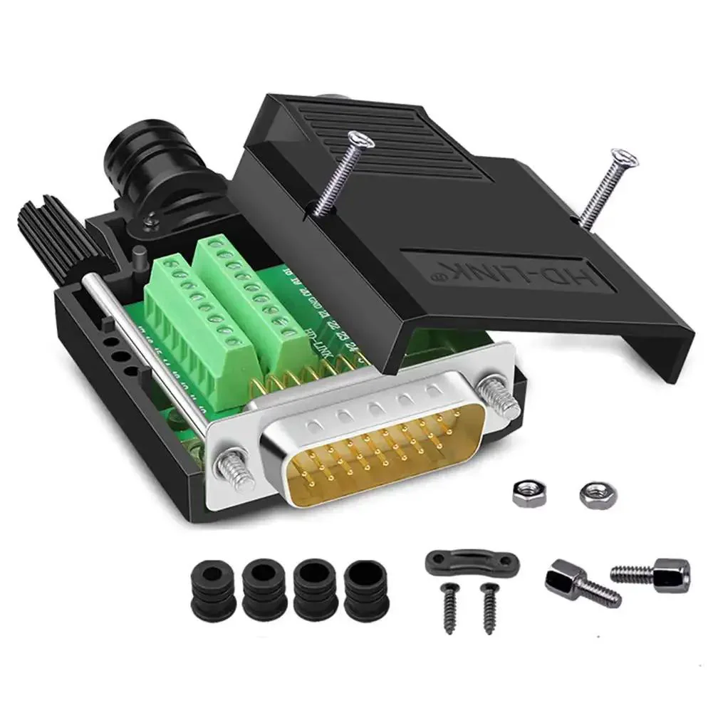 DB26 Breakout Connector Solderless RS232 D Sub 26 Pin Port Terminal Male Adapter With Pure Copper Core And Gold Plated Contacts Case Included Durable No Soldering Needed Built For Reliable Trouble Free Serial Connections