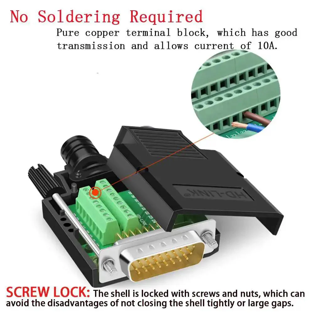 DB26 Breakout Connector Solderless RS232 D Sub 26 Pin Port Terminal Male Adapter With Pure Copper Core And Gold Plated Contacts Case Included Durable No Soldering Needed Built For Reliable Trouble Free Serial Connections - Image 7