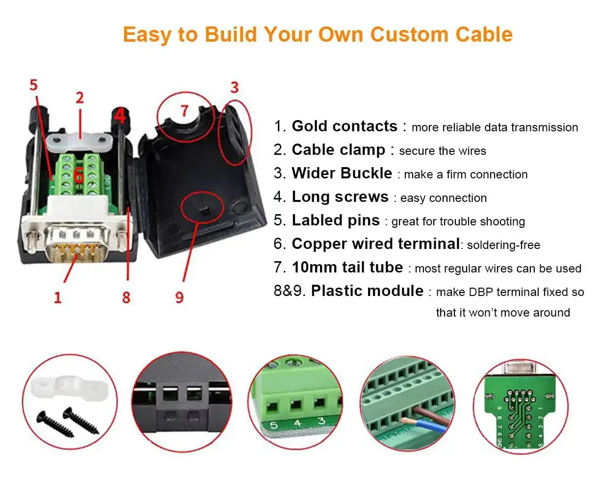 DB9 RS232 Breakout Connector Solderless Serial Adapter With Female DB9 Screw Terminal Module Case Included No Soldering Needed For Easy Wiring And Clearly Labeled Signal Pins For Fast Troubleshooting - Image 5