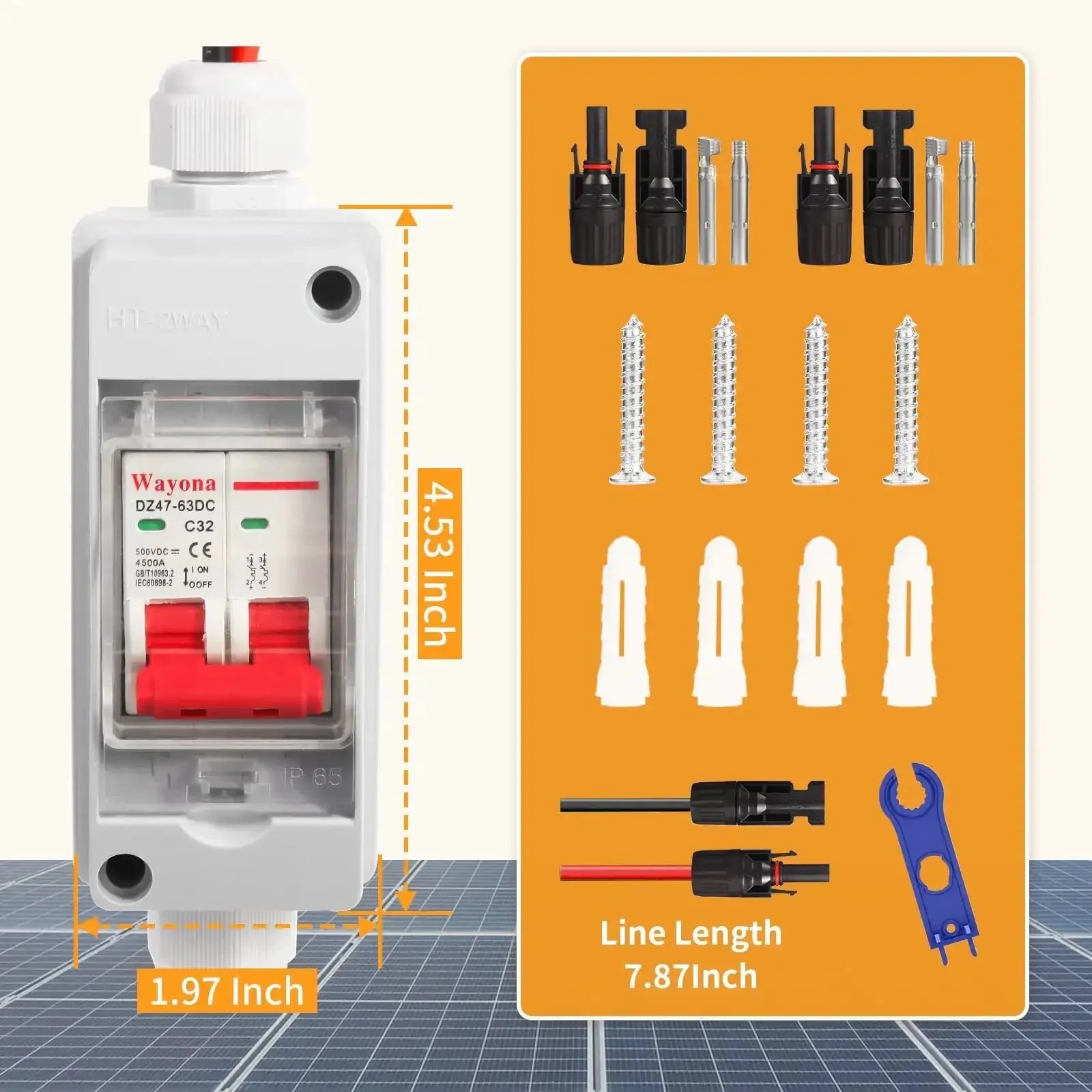 DC 500V Solar Panel Disconnect Switch 32A IP65 Waterproof Miniature Circuit Breaker Box Outdoor PV Disconnect Box For Solar Power Systems Ideal For Rooftop Installations And Off Grid Setups - Image 2