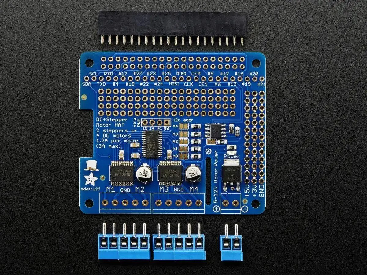 DC And Stepper Motor HAT For Raspberry Pi Mini Kit With Four TB6612 H Bridges, 1.2A Per Channel, Kickback Protection And Thermal Shutdown, Lets You Run Up To Four BiDirectional DC Motors With 8 Bit Speed Control And Up To Two Stepper Motors - Image 3