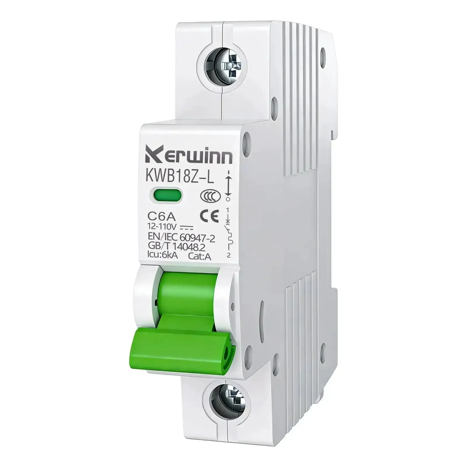 DC Miniature Circuit Breaker 12-110V DC 1 Pole 6A DIN Rail Mount for Battery Power Solar PV and RV Systems with Non Polar Arc Extinguishing Safety Feature LKB18Z-L-1P