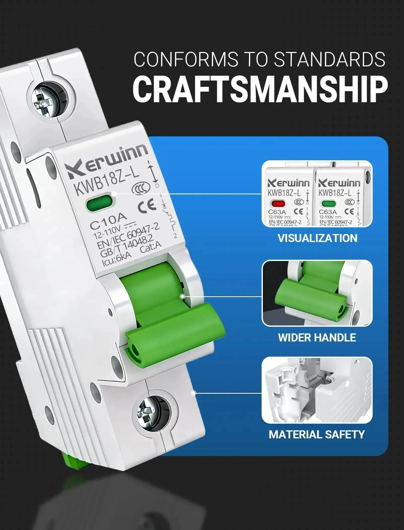 DC Miniature Circuit Breaker 12-110V DC 1 Pole 6A DIN Rail Mount for Battery Power Solar PV and RV Systems with Non Polar Arc Extinguishing Safety Feature LKB18Z-L-1P - Image 4