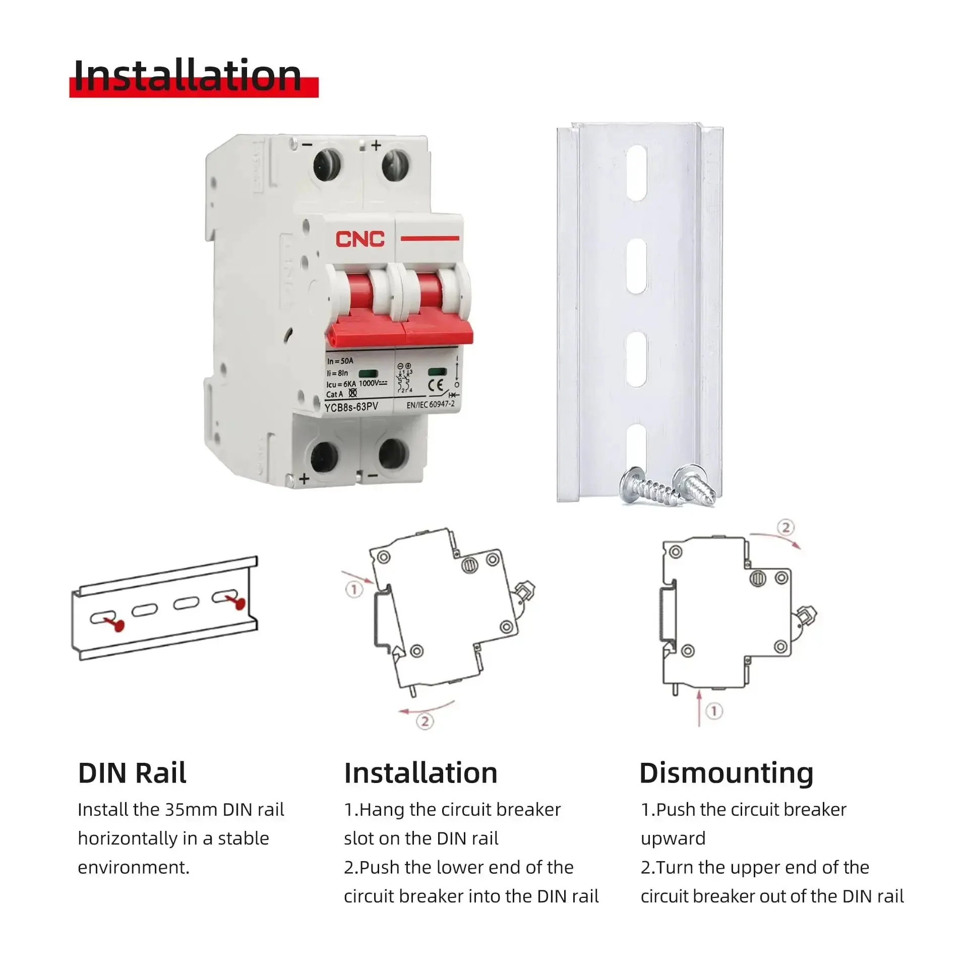 DC Miniature Circuit Breaker Two Pole 25 Amp 1000V DC Isolator For Solar PV System With Thermal Magnetic Trip DIN Rail Mount DC Disconnect Switch For Overload And Short Circuit Protection - Image 8