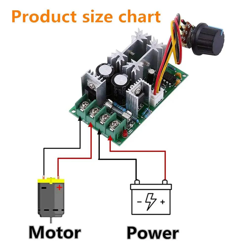 DC Motor Controller Beast For 12V 24V 36V 48V High Power Drive Module Adjustable Speed PWM Electronic Governor 20A Plug And Play LED Dimmer With Auto Fuse Protection For RC Cars GoKarts Ebikes - Image 2
