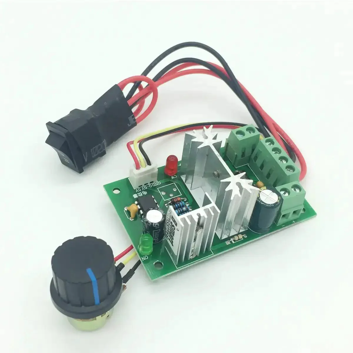 DC PWM Motor Speed Controller 6V To 30V With 6A Rated Current 10A Peak 200W Max 16kHz Drive Frequency PWM Range 0 To 100 Percent Variable Speed Control CW CCW And Stop With Mini Switch