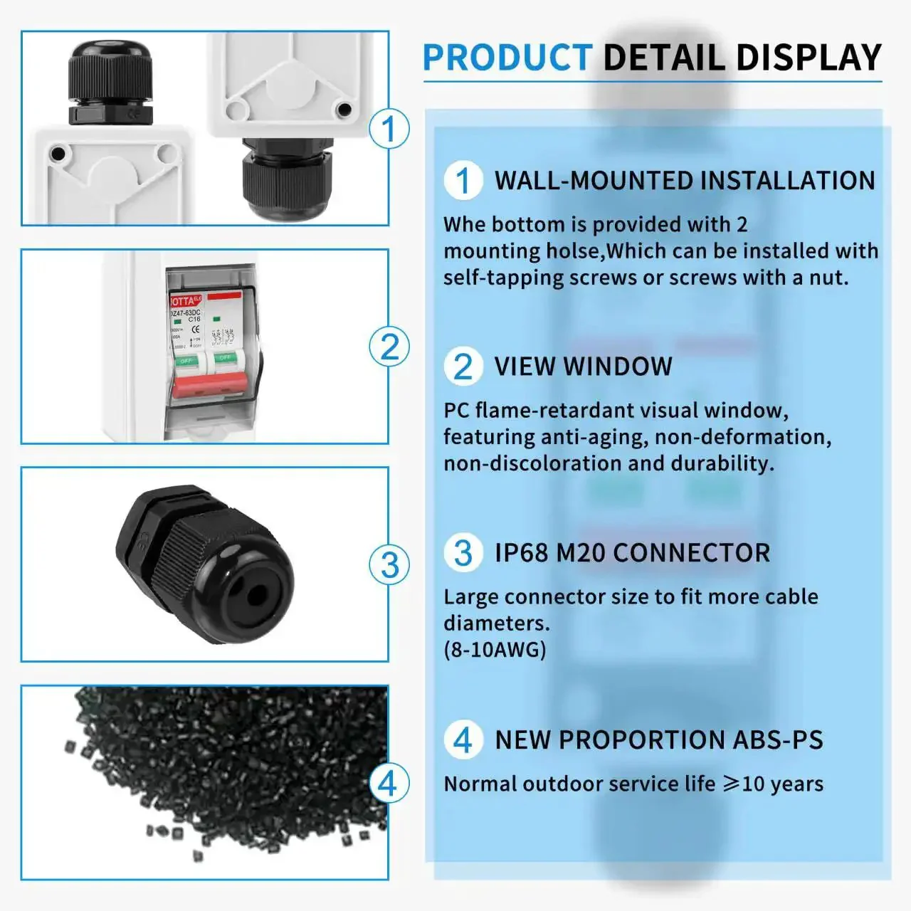 DC1000V 2 Pole 32A Solar Disconnect Switch With IP65 Waterproof DIN Rail Mount Distribution Box For Safe Overload Protection And Quick Short Circuit Trip - Image 6