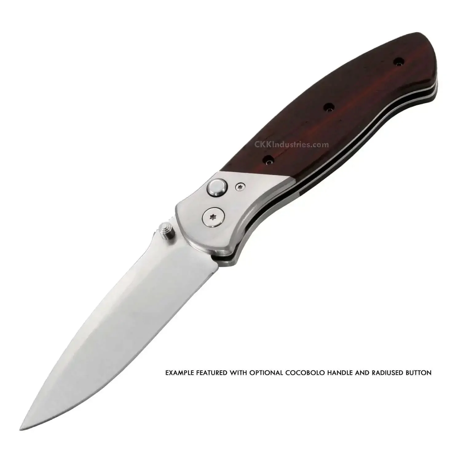 DDR3BL DIY Folding Knife Kit With Button Lock 440C Stainless Steel Blade 600 Grit Satin Finish Pre Machined Padauk Handle Scales Gift Boxed Parts Kit USA Design For Building Your Own EDC Knife - Image 3