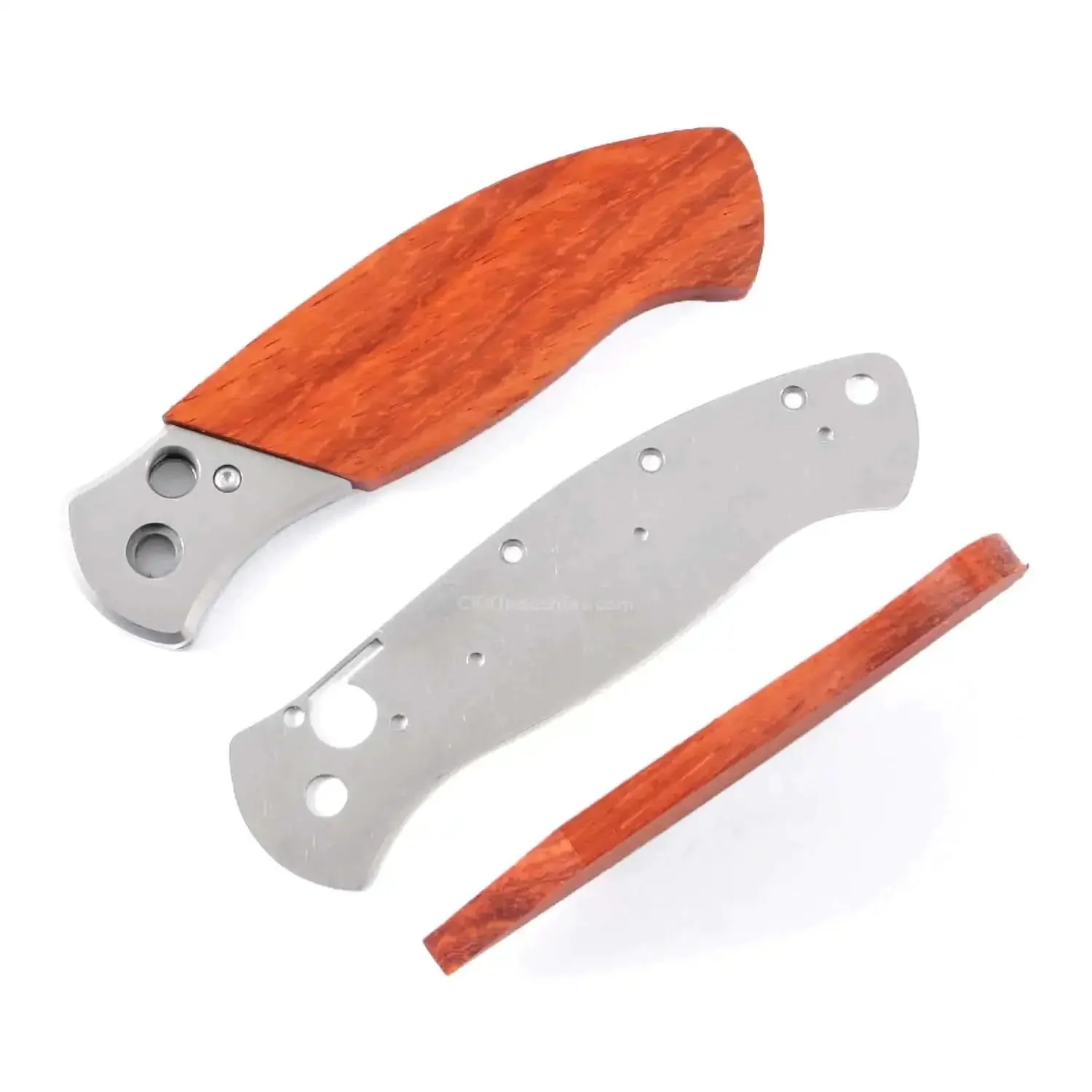 DDR3BL DIY Folding Knife Kit With Button Lock 440C Stainless Steel Blade 600 Grit Satin Finish Pre Machined Padauk Handle Scales Gift Boxed Parts Kit USA Design For Building Your Own EDC Knife - Image 6