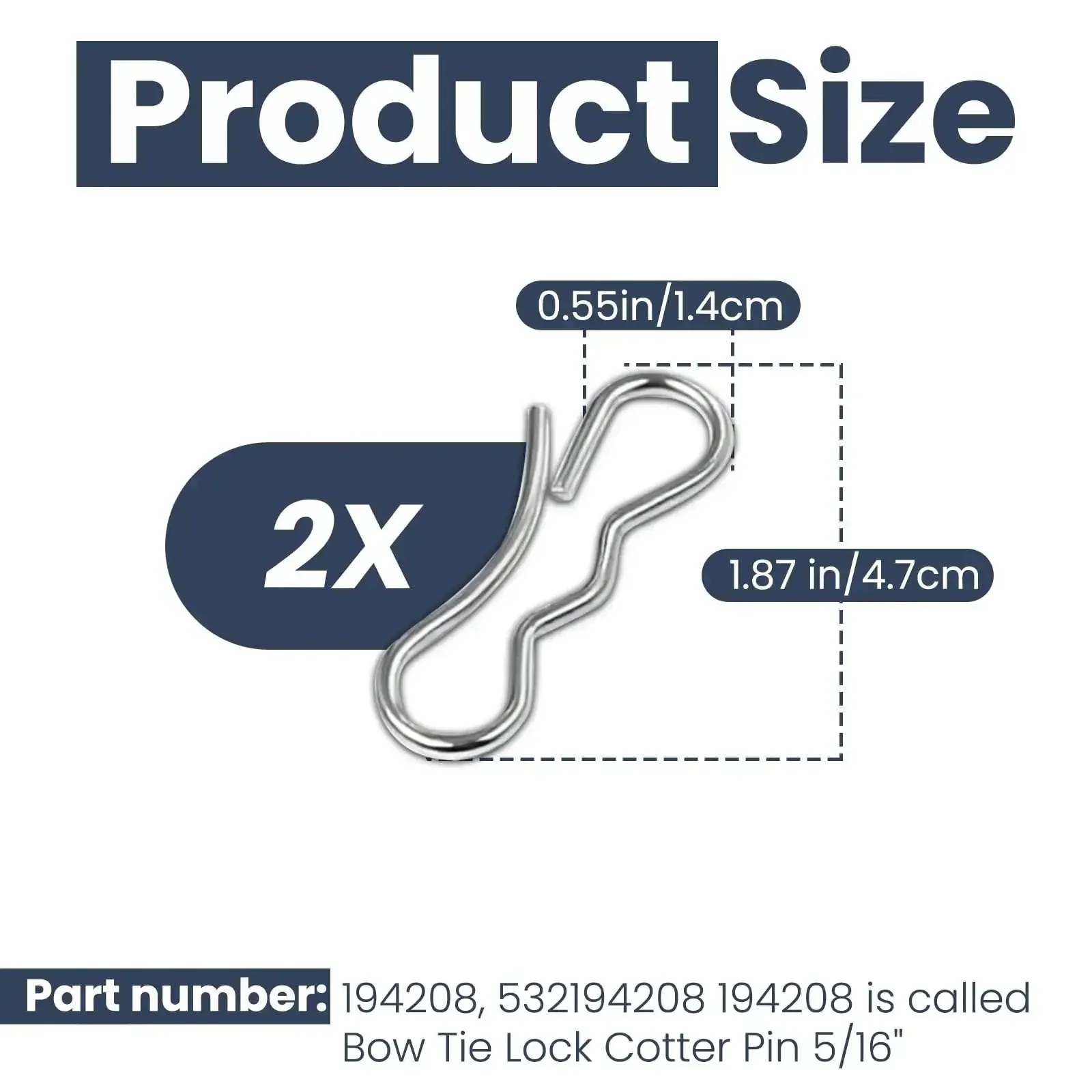 Deck Clip Set Go To Bow Tie Lock Cotter Pins Kit Includes Eight 194209 Pins And Two 194208 Pins Seven Sixteenths And Five Sixteenths Fits Craftsman Poulan Husqvarna Front Link And Deck Linkage - Image 4