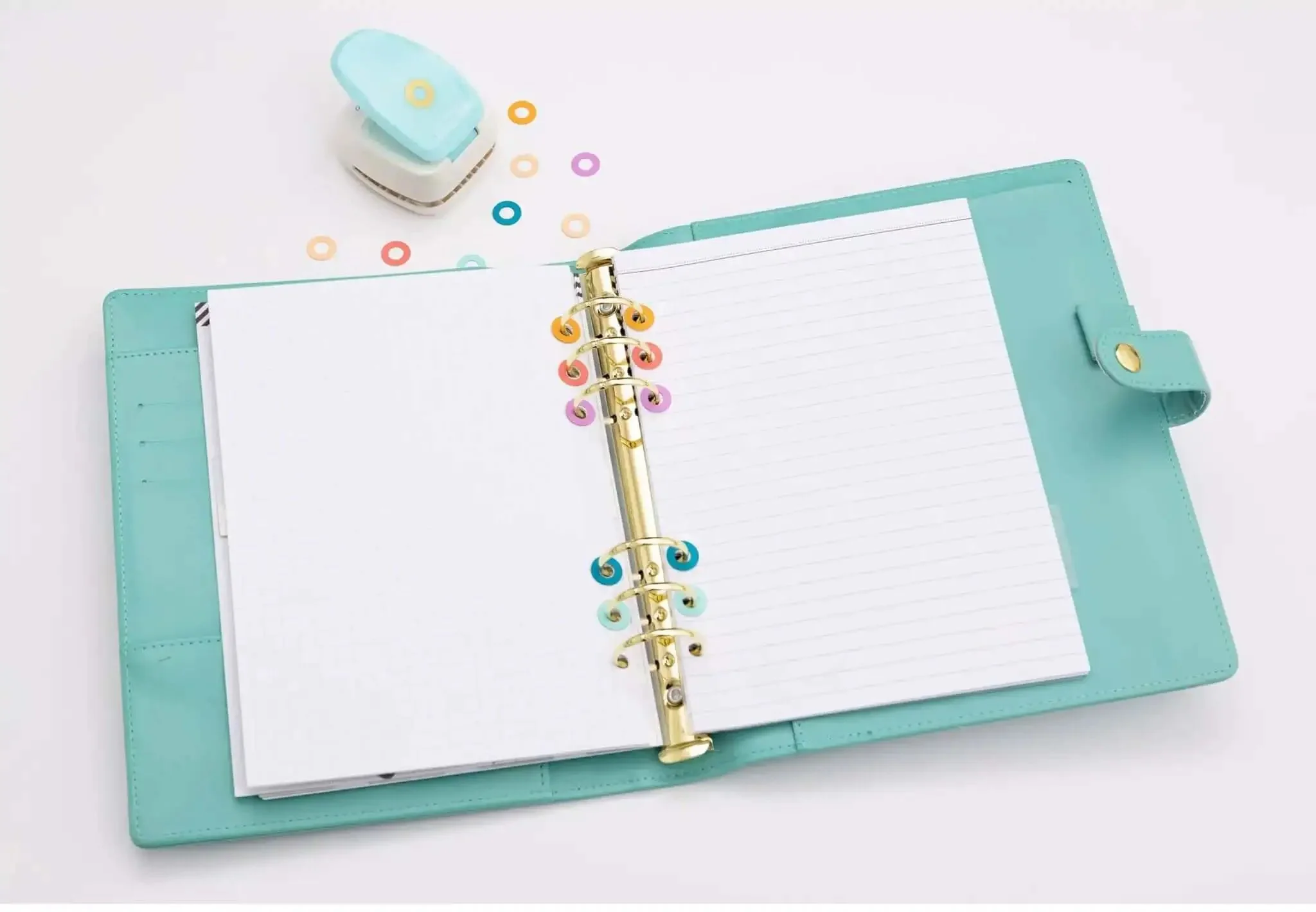 Decorative Hole Reinforcers Punch For Planners And Tags, Adhesive Circle Hole Punch Tool That Creates One Quarter Inch Reinforced Holes, Multi Color, Compact 4x7.5x2 Inch Package - Image 2