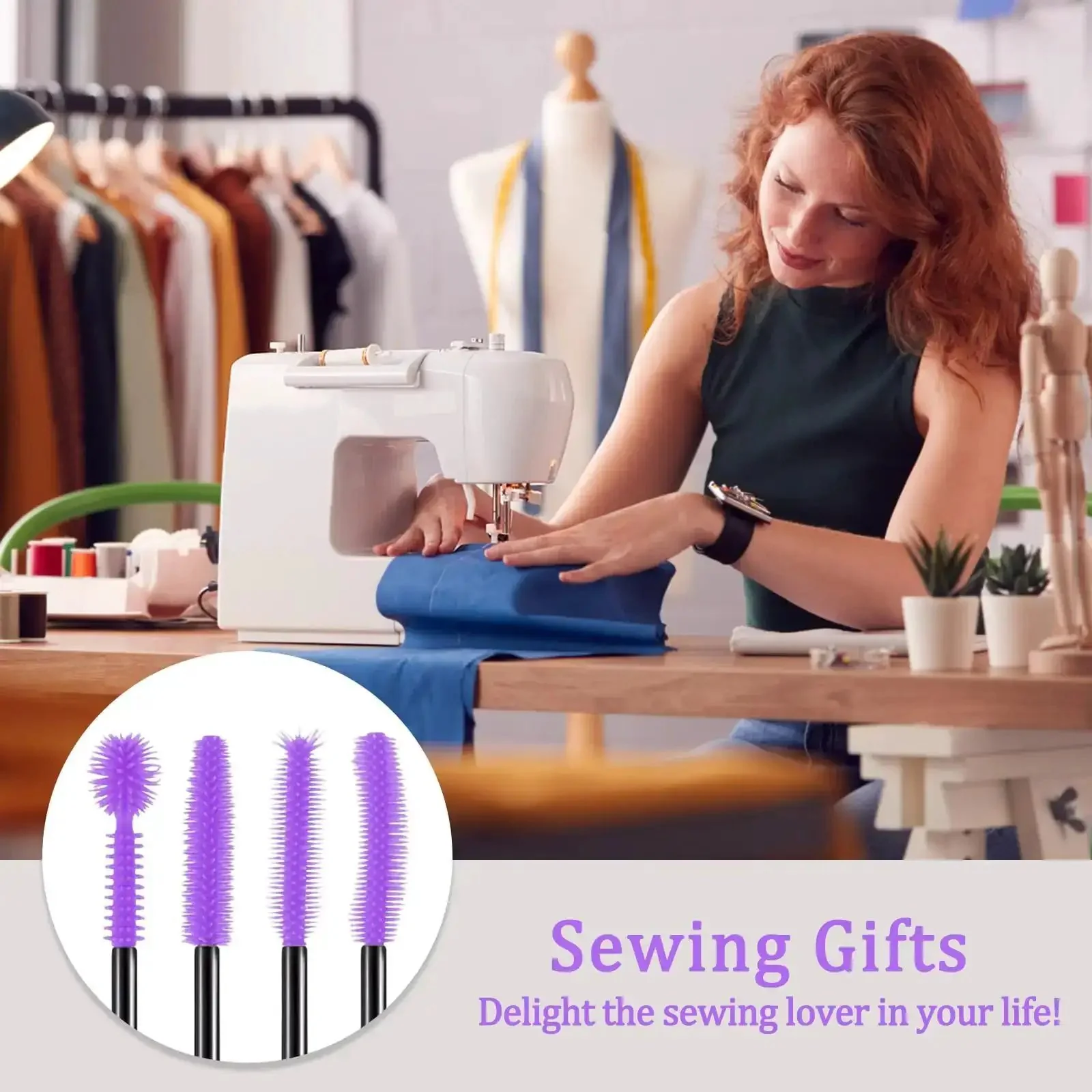 Deep Cleaning Kit For Sewing Machines With Reusable Silicone Bristle Brushes That Reach Every Nook And Cranny, An Awesome Pro Tool For Internal Areas And Spool Hub, 20 Pack Purple - Image 3