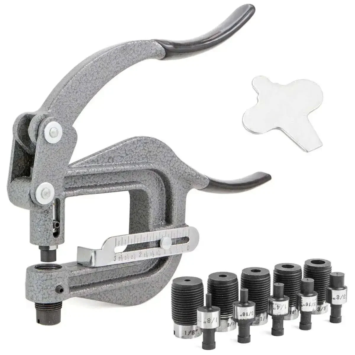 Deep Throat Sheet Metal Rivet Hole Punch Kit With Handy Portable Hand Tool And Six Die Sizes 1/8 In, 3/16 In, 1/4 In, 5/16 In, 3/8 In, 7/16 In For Quick, Durable Sheet Metal Projects - Image 6