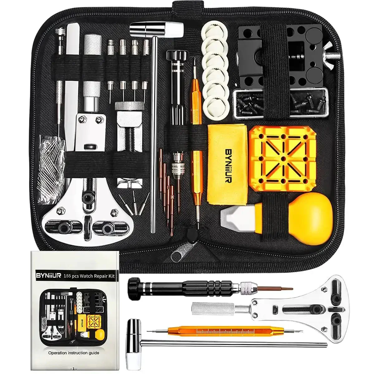 Deluxe 155 Piece Watch Repair Kit With Carrying Case Pro Grade Do It All Tools For Battery Replacement Band Link Removal Case Opener Spring Bar Tools Pin Punch And Precision Accessories For All Your Watch Needs