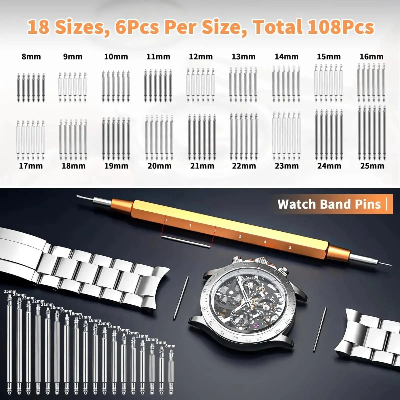 Deluxe 155 Piece Watch Repair Kit With Carrying Case Pro Grade Do It All Tools For Battery Replacement Band Link Removal Case Opener Spring Bar Tools Pin Punch And Precision Accessories For All Your Watch Needs - Image 6