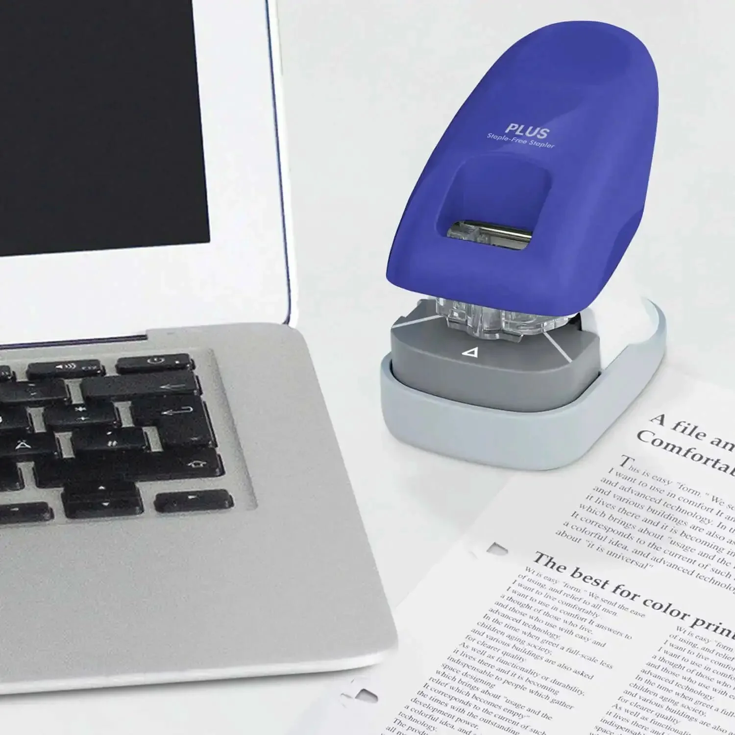 Desktop Staple Free Stapler That Zips Through Up To 10 Pages Without Staples Bright Blue Finish Perfect For Home School Or Office Compact Ready To Use Fun Easy To Store - Image 4