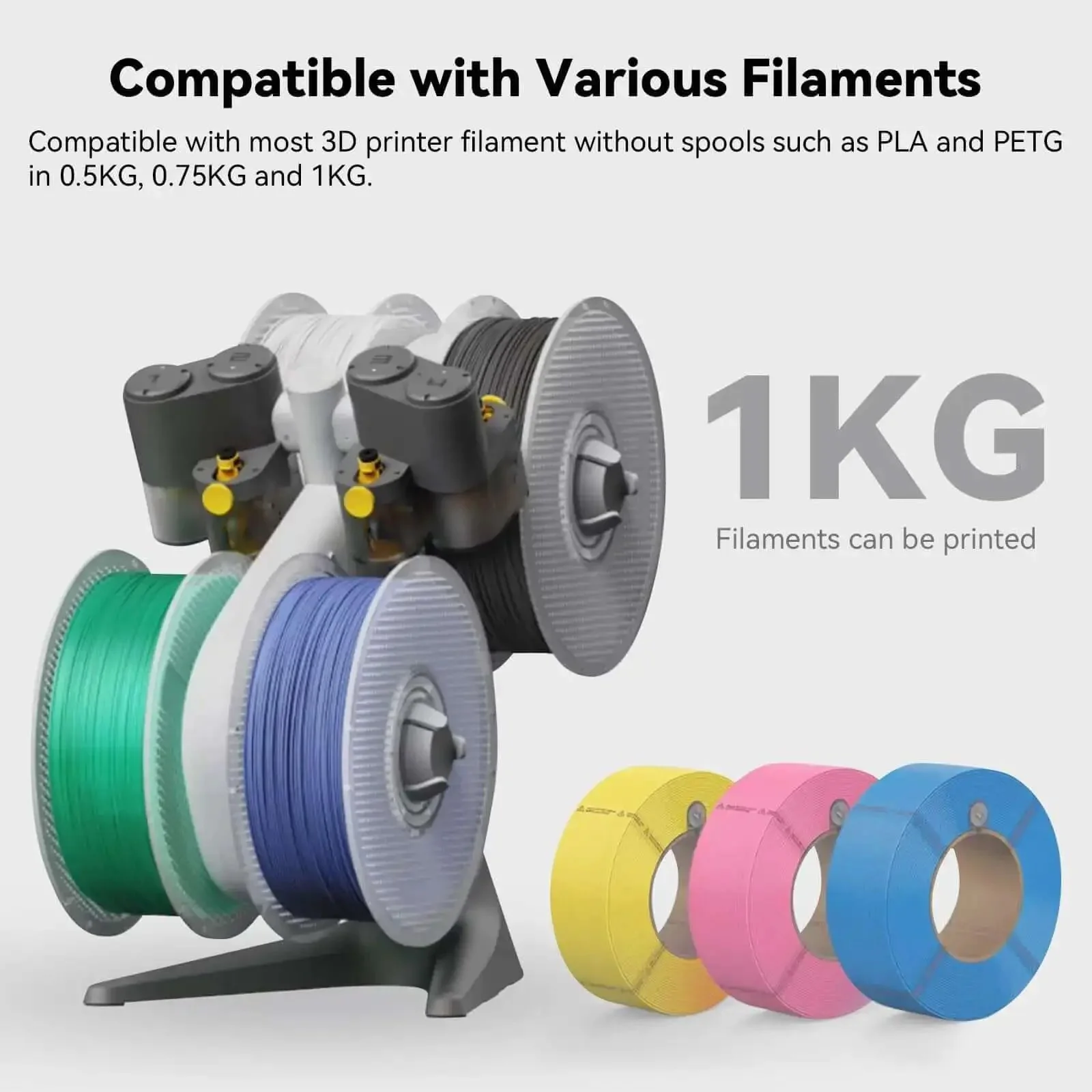 Detachable Filament Spool Holder For Bambu Lab 3D Printers A1 And A1 Mini, Reusable Reel Fits PLA PETG ABS Filament Eco Friendly Low Temp Up To 70C Durable No Fuss Spool System - Image 5