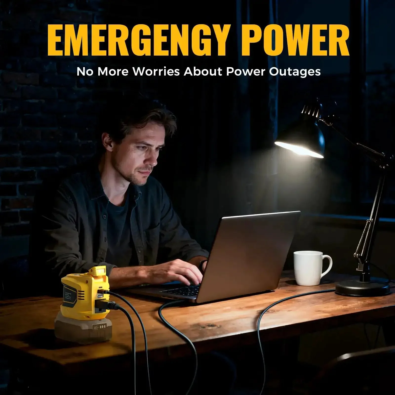 DeWALT 20V Battery Compatible 200W Power Inverter for Camping and Outdoors Converts DC 20V to AC 110 120V with 1 AC Outlet 2 USB Ports and 1 Type C plus Built In LED Light for Power Outages Battery Not Included - Image 6