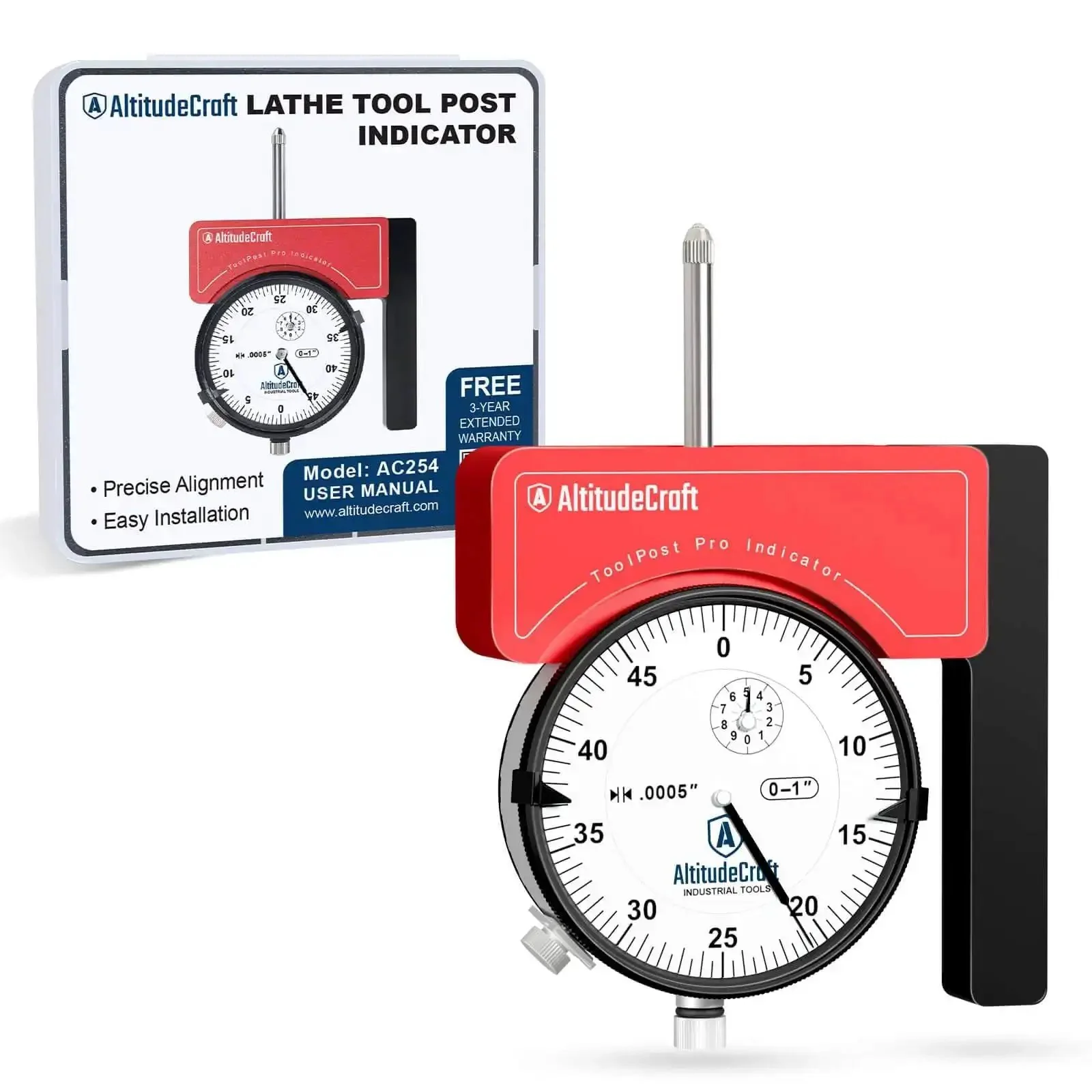 Dial Indicator Lathe Tool Post Holder With.0005 Inch Precision For Quick Change Tool Post CNC Alignment Tool Fits 3 Jaw And 4 Jaw Chucks Fast Setup And Accurate Centering For Gearhead Hobbyists And Pros