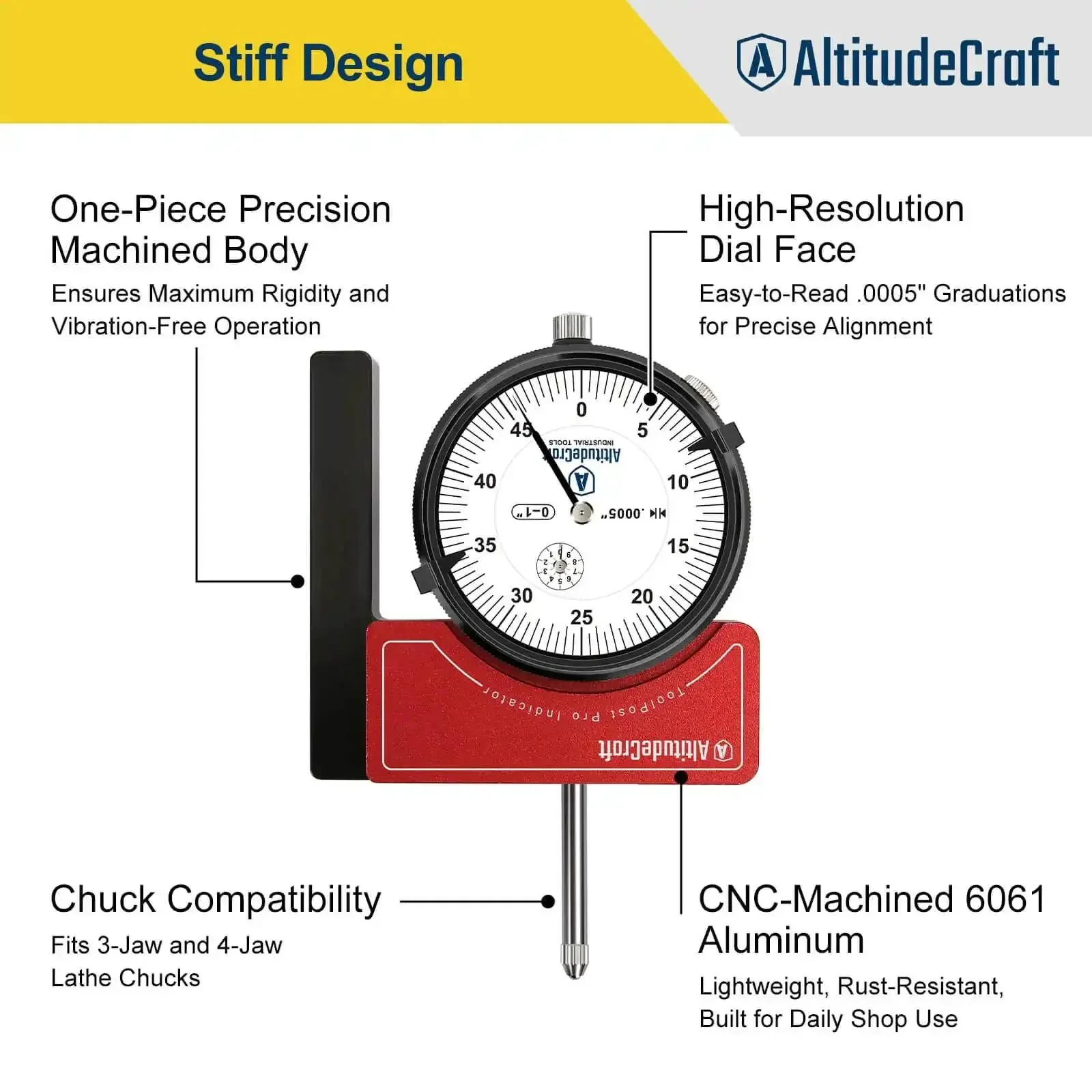 Dial Indicator Lathe Tool Post Holder With.0005 Inch Precision For Quick Change Tool Post CNC Alignment Tool Fits 3 Jaw And 4 Jaw Chucks Fast Setup And Accurate Centering For Gearhead Hobbyists And Pros - Image 7