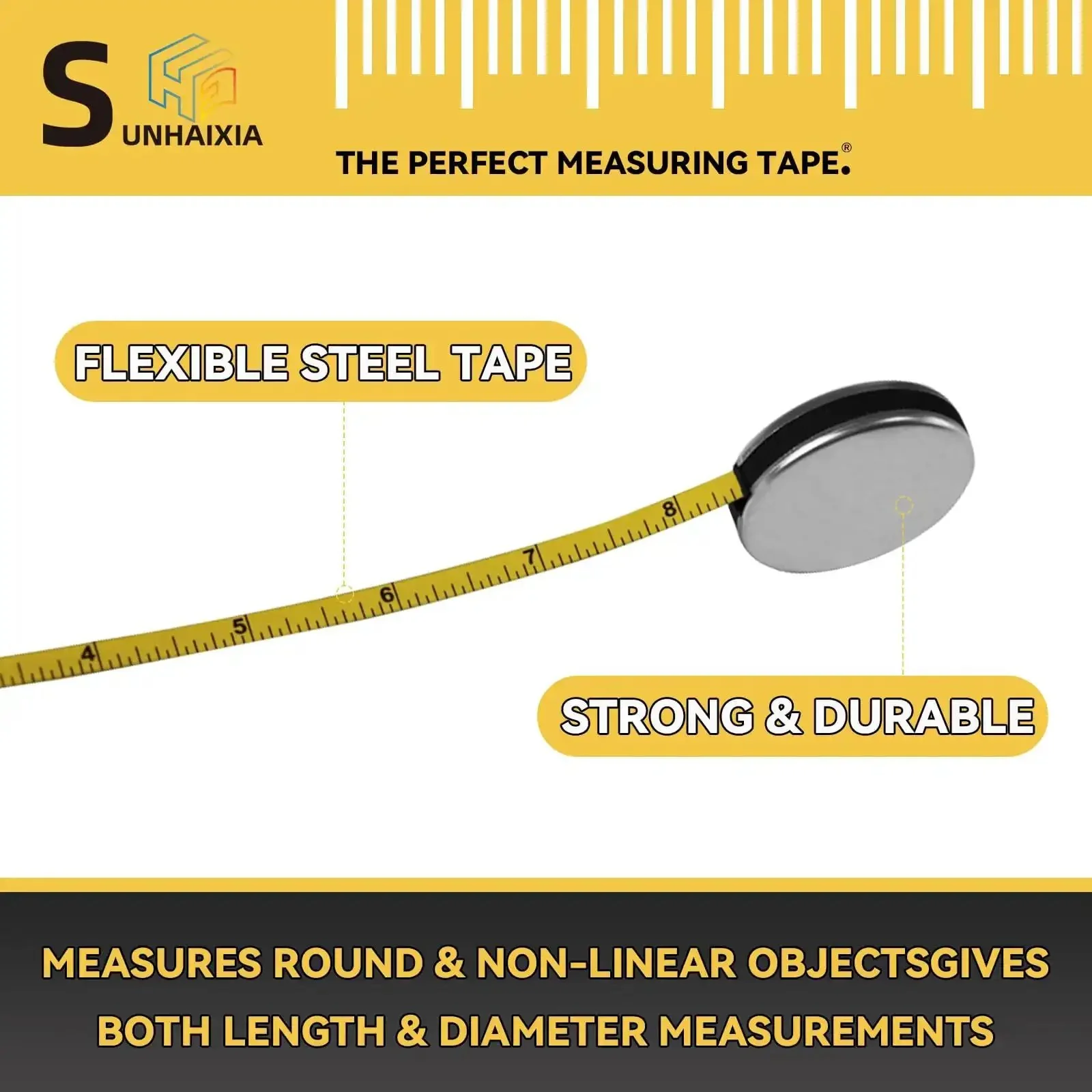 Diameter And Circumference Tape Measure With Locking Push Button Imperial And Metric 82 Inch And 214 Cm Double Sided Blade For Easy Diameter Readings On Pipes Cables Tires And Other Circular Objects - Image 6
