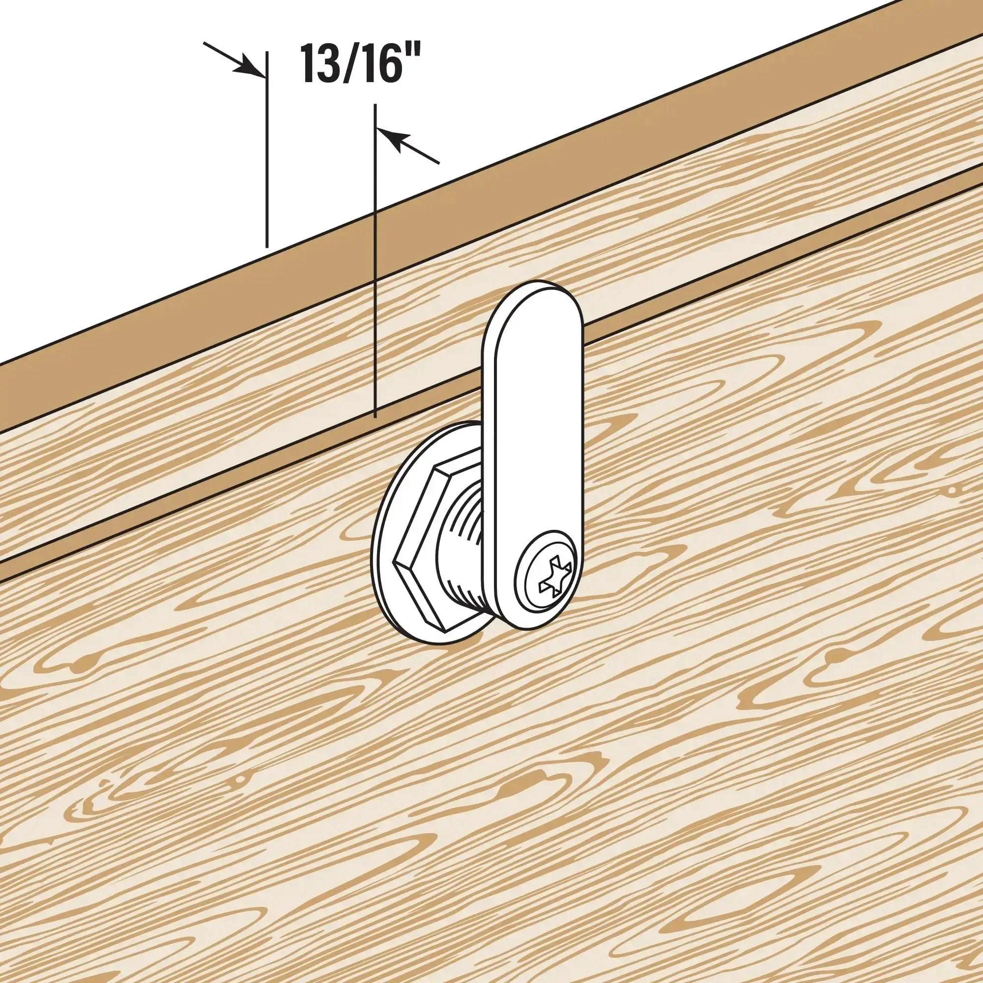 Diecast Keyed Alike Drawer And Cabinet Lock With Three Cams Trim Collar Two Washers Two Keys And Fasteners One And One Eighth Inch Length Fits Panels Up To 13/16 Inch Thick Stainless Steel - Image 2
