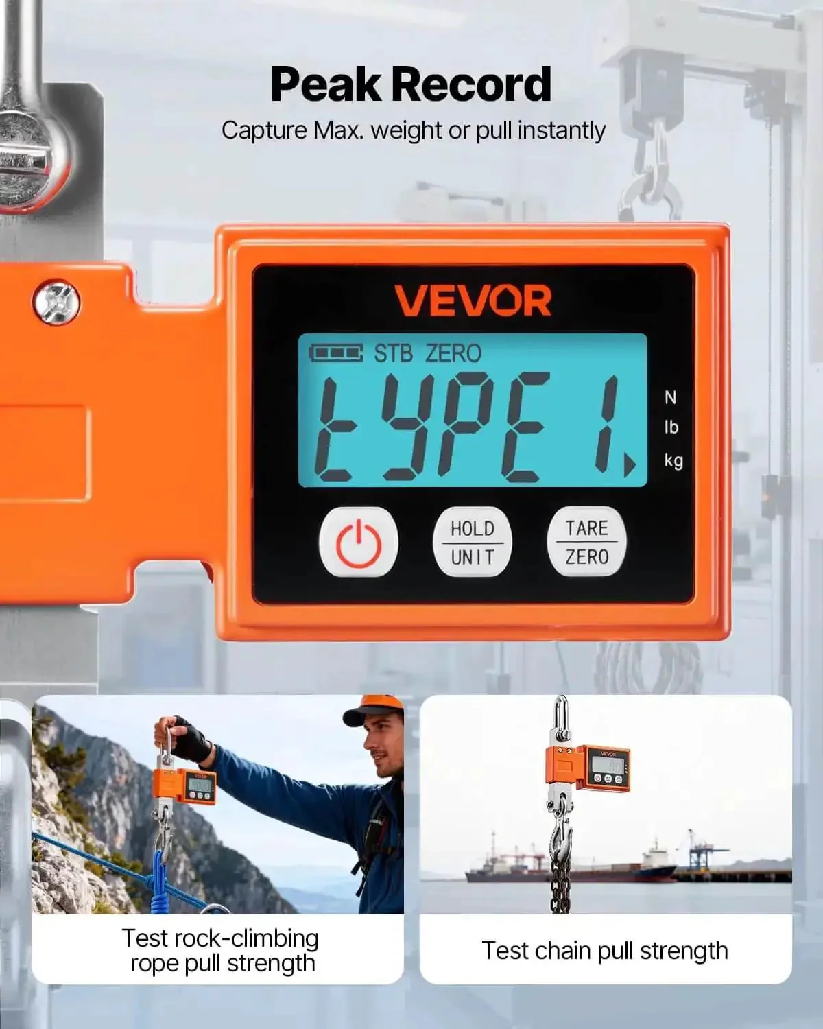 Digital Crane Scale 1100 Lbs 500 Kg Capacity With Cast Aluminum Case LCD Display Two Tenths Pound Resolution Three Unit Switch Auto Off For Garage Heavy Duty Industrial Hanging Scale Built Like A Beast - Image 7